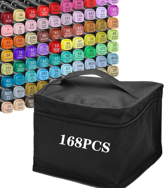 Alcohol Markers Set,168P Alcohol Markers Brush Dual Tip Sketch Gift for Painting, Art Supply Permanent Coloring stuff