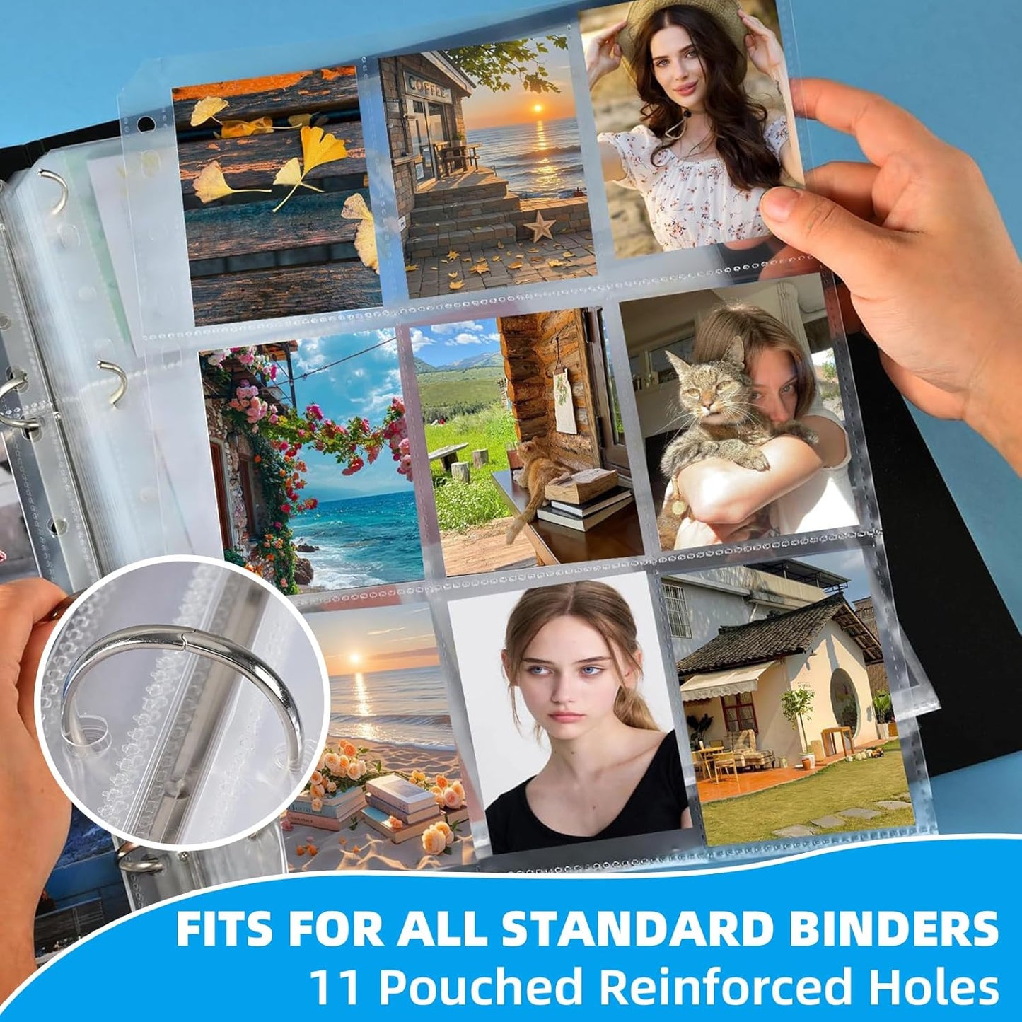 60 Pack 9 Pocket Card Sleeves Binder Sheets，Holds 1080 Cards, Clear Trading Card Sleeve Pages Protector for 3 Ring Binder, Fit for Baseball,Football,Game,Business Cards