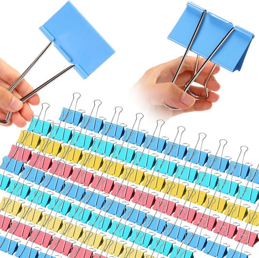 Jetec 48 Pcs 3 Inch Jumbo Binder Clips Extra Large Binder Clips Bulk Colored Big Heavy Duty Metal Giant Large Paper Clamps for Office and Home Supplies Organization Kitchen Food Bags Drawing