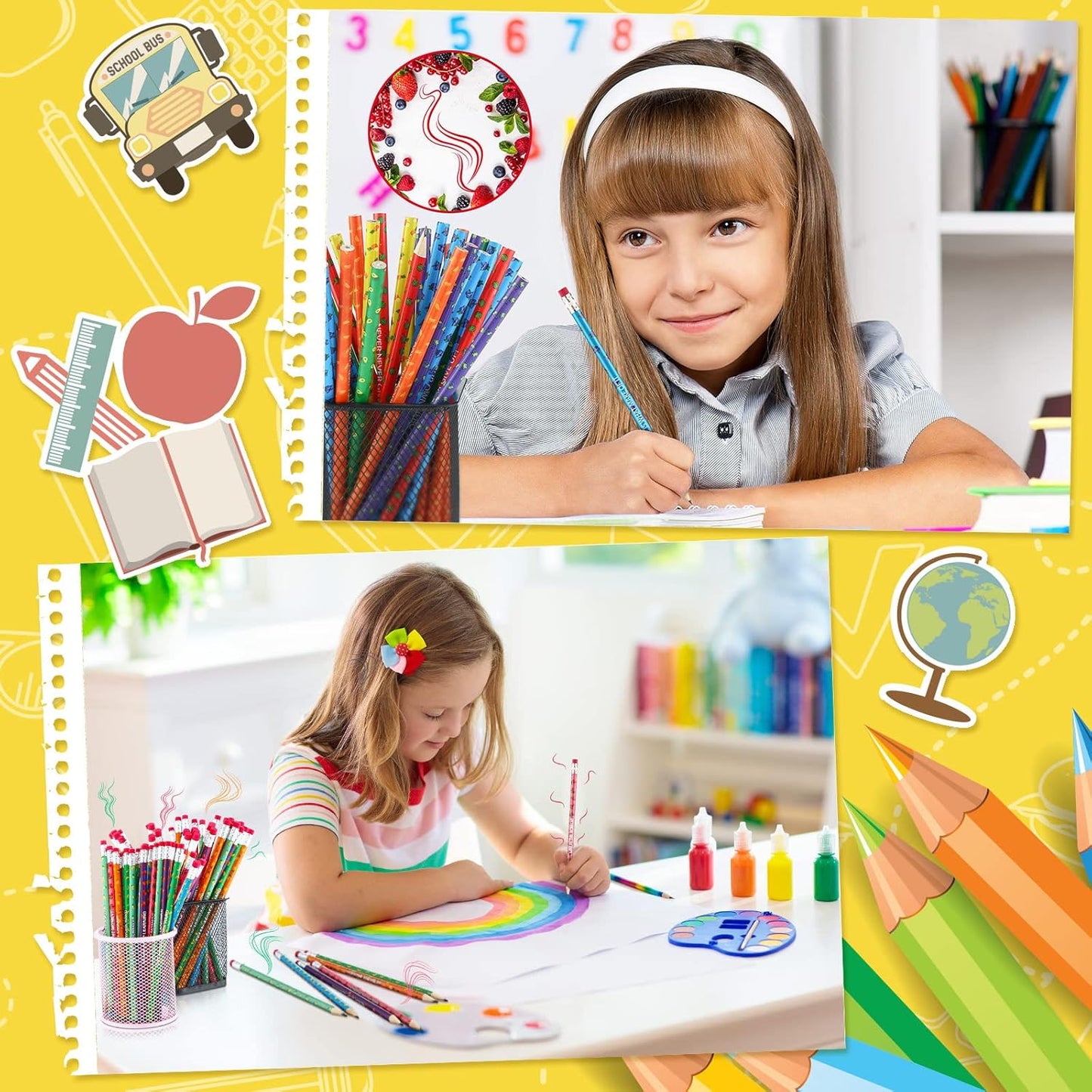 120 Pcs Scented Pencils Bulk for Kids Inspirational Motivational Cute Fun Fruit Wood Smelly Graphite Pencils with Erasers for School Classroom Office Students Girls Boys Gifts Supplies