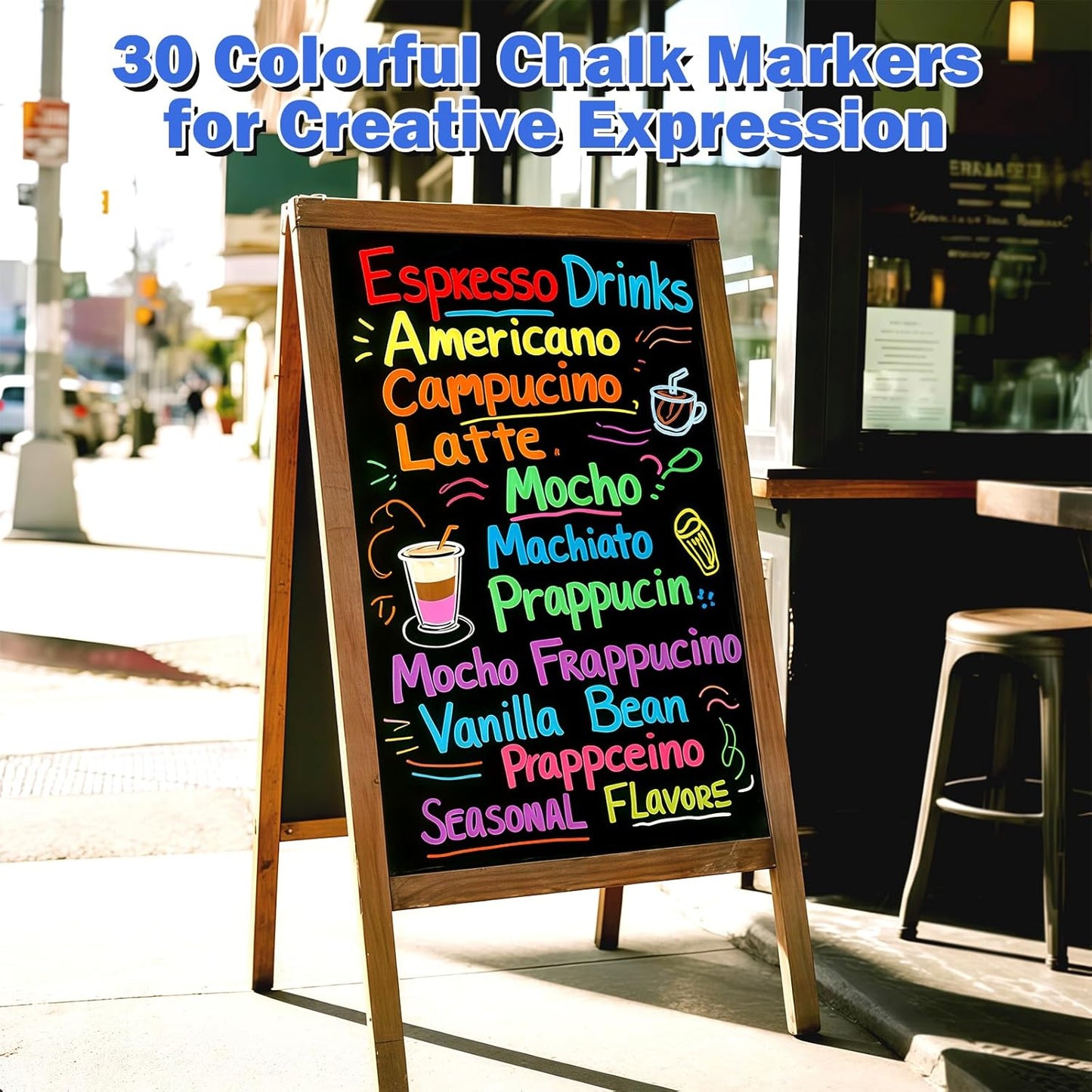 46 Pack Liquid Chalk Markers for Blackboard, Dry Erase Markers Pens for Chalkboard Calendar Window Car Glass, 6mm Reversible Tip, Dust-Free Chalk Pens for School Kids Bistro Businesses Restaurants