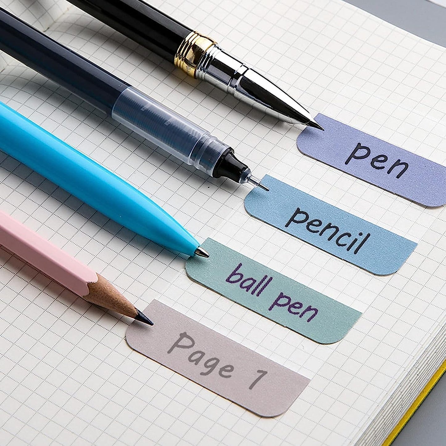 AccEncyc 480 Pcs Colored Index Tab 1"x1.1" Large Book Sticky Tabs Repositionable Page Tabs Flags Page Markers Labels for Notebooks, Filing, Classification,12 Colors