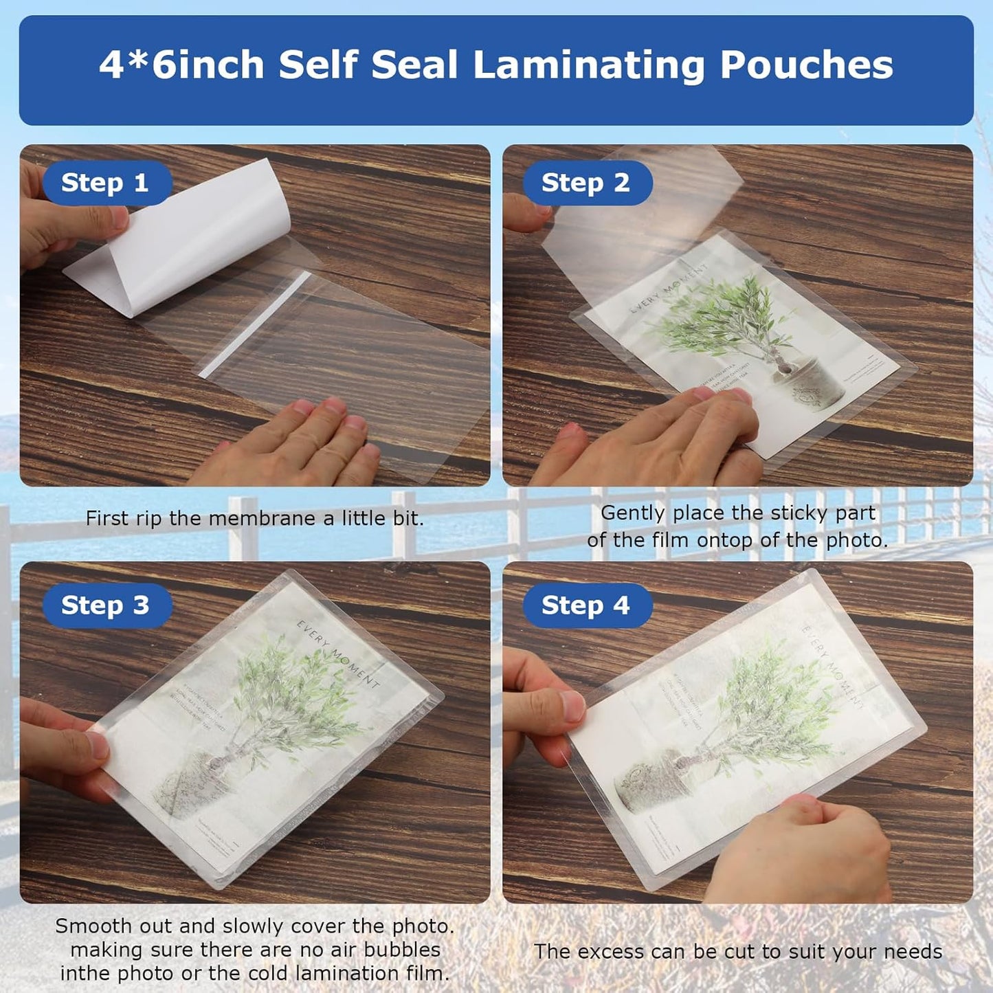 50 Sheets Self Seal Laminating Pouches 4x6 Self Adhesive Laminating Sheet No Heat No Laminating Machine Needed for Photos Index Cards