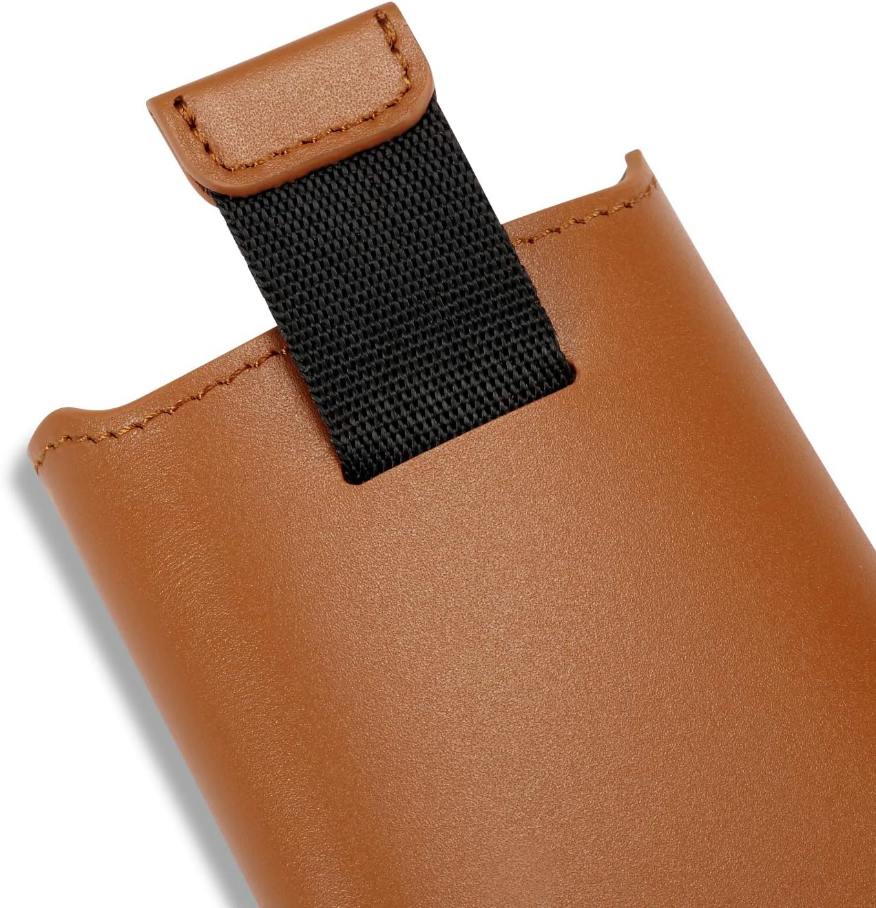 HISCOW Business Card Holder with Flap for Dispensing Cards - Italian Calfskin (Cognac)