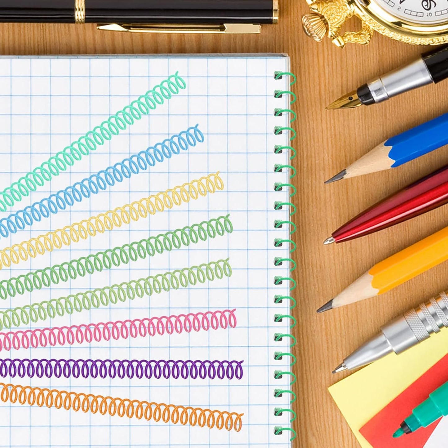 120 Pack Plastic Spiral Binding Coils Binder Binding Spirals Rings Multi Size Spiral Binding Wire Combs Spines Coils, 4:1 Pitch (Colorful, 1/4 Inch)