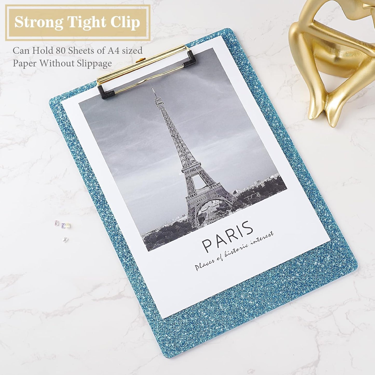 Hongri Plastic Acrylic Glitter Clipboard, 8.5x11" Stardard Letter A4 Size Clipboards for Classroom, Taecher, Women.Cute Confetti Clip Board, Office Supplies, School Supplies.