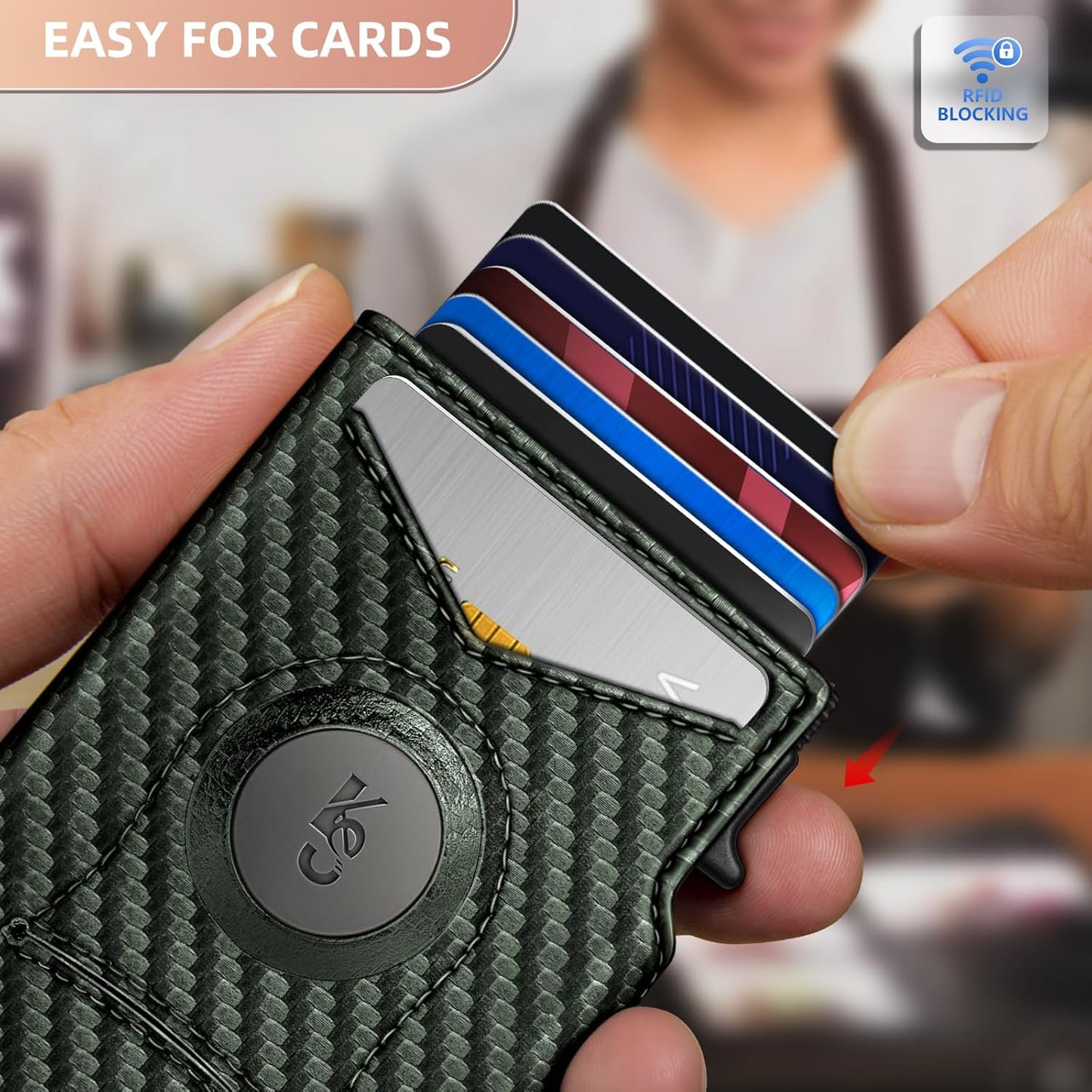 KEMISANT Airtag Wallet Men Gift,Mens Slim Front Pocket Wallet Money Clip Standard or Apple Airtag Use 3.8"×2.8"×0.9"