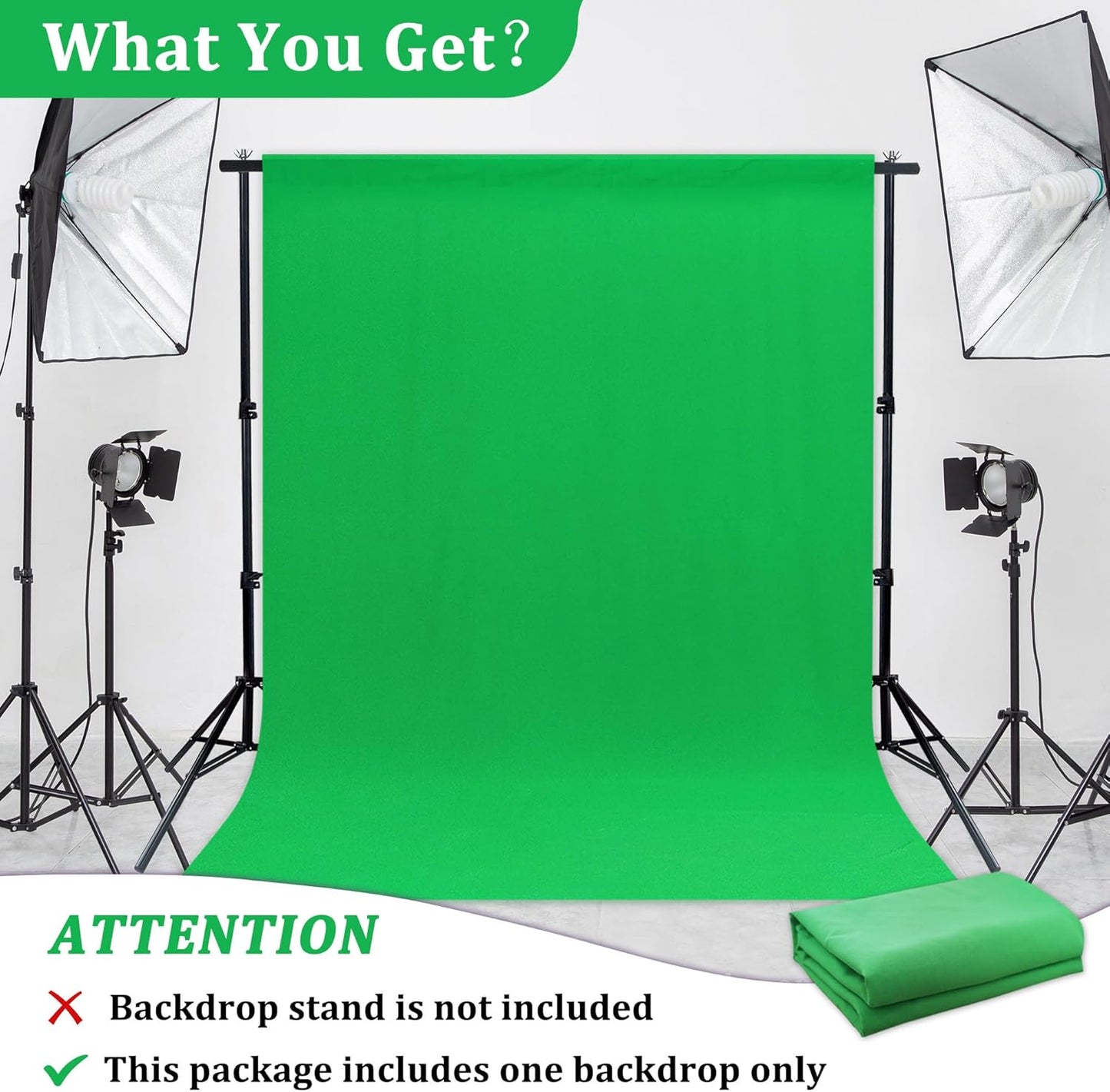8 x12 FT Green Screen Backdrop -Polyester Fabric for Video Streaming, Portrait Photoshoot, Wall Mounted, Parties and Small Events
