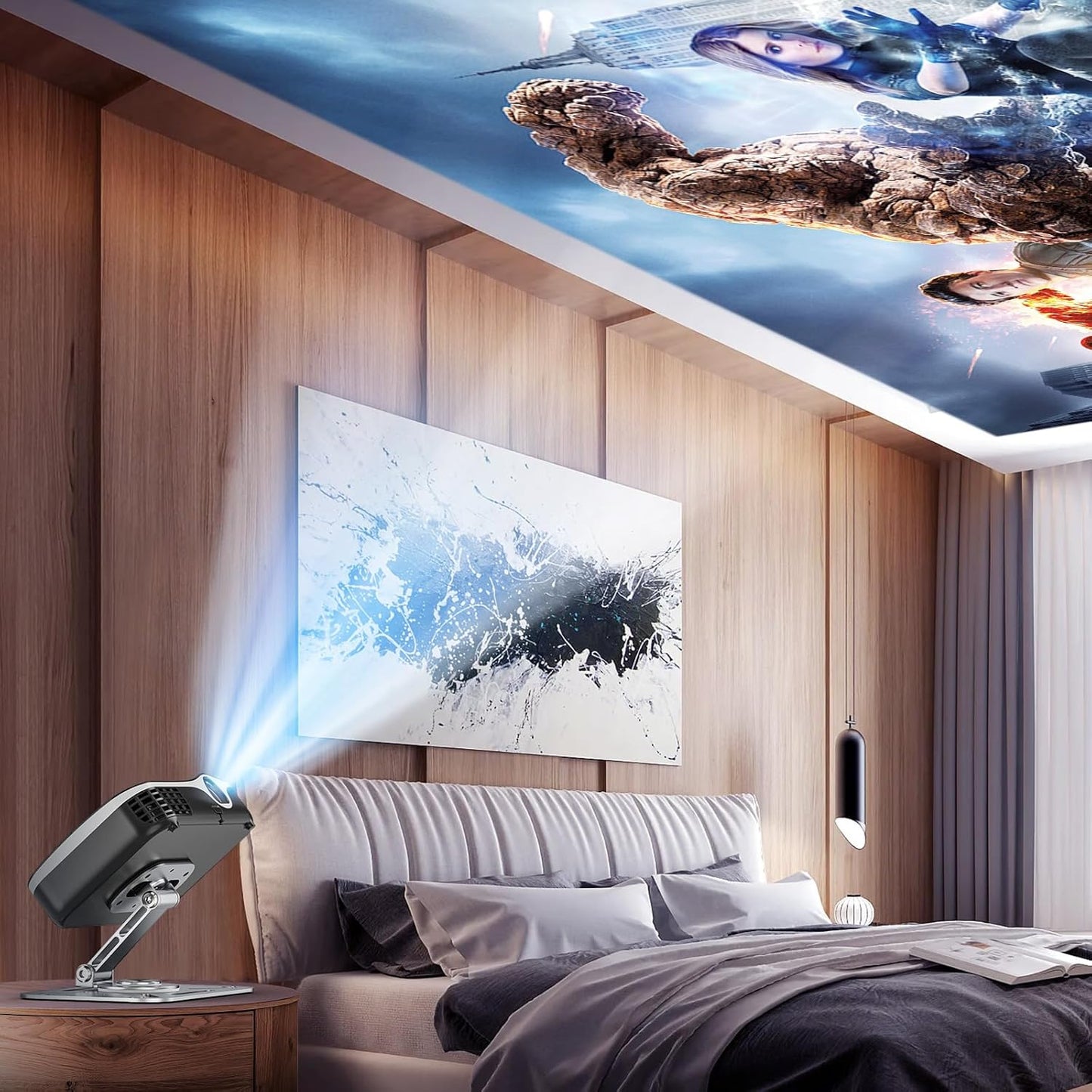 3-in-1 Projector Stand – Desk, Wall and Ceiling Mount with 1/4-Inch Thread, Foldable, Easy Setup, Height Adjustable and 360-degree Rotation Compatible with Most Projectors for Home, Office