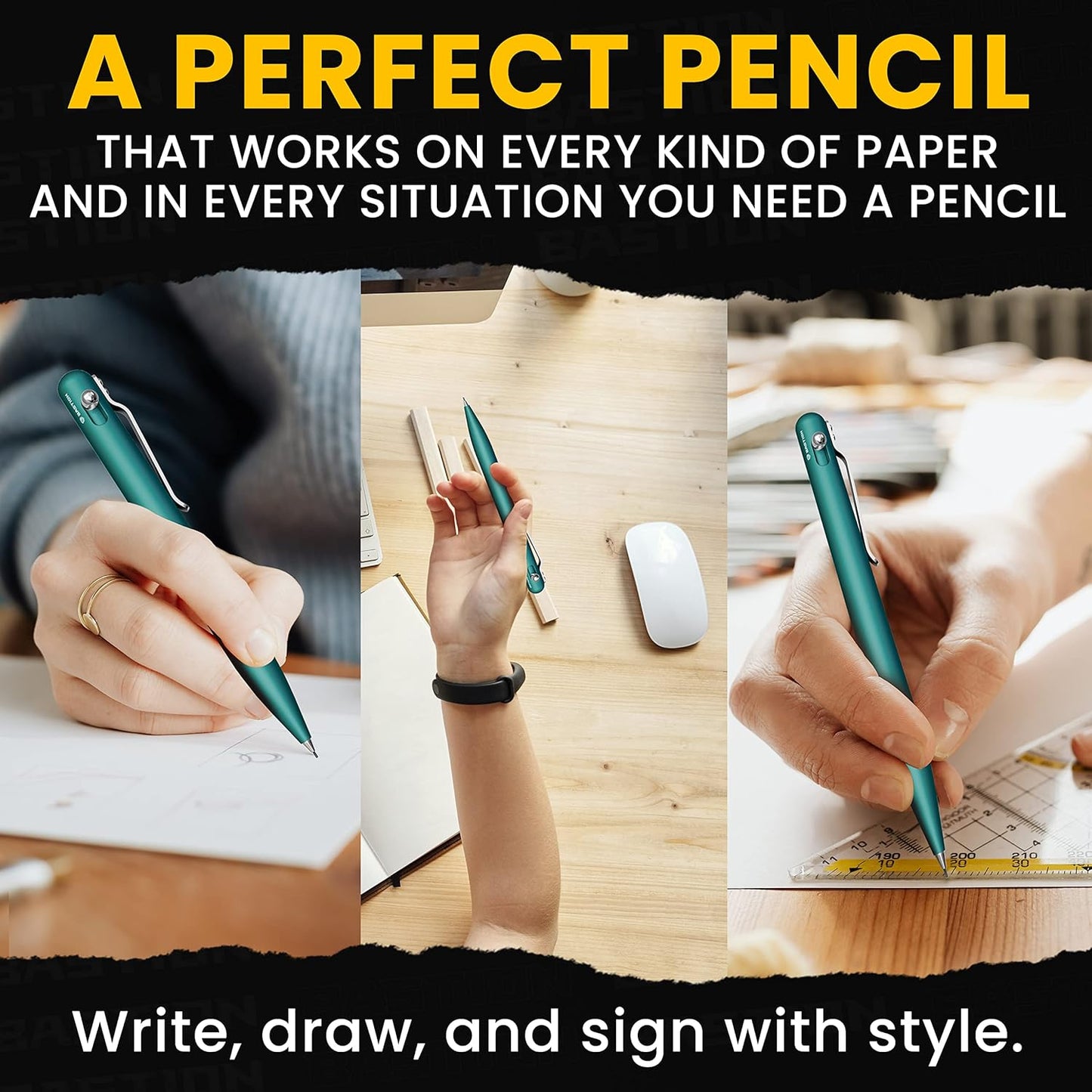 Bastion Mechanical Pencil with Medium Point Refillable Leads - Premium Aluminum Bolt Action Gift Case Metal For Architecture, Drawing, Sketching 20 x 0.7mm Lead Refills, (PENCL-BLTACN-ALTFB)