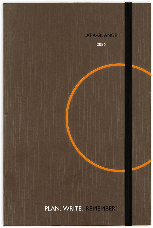 AT-A-GLANCE 2026 Planning Notebook, Daily, 5" x 8.25", Small, Plan. Write. Remember., Casebound, Gray (7062013026)