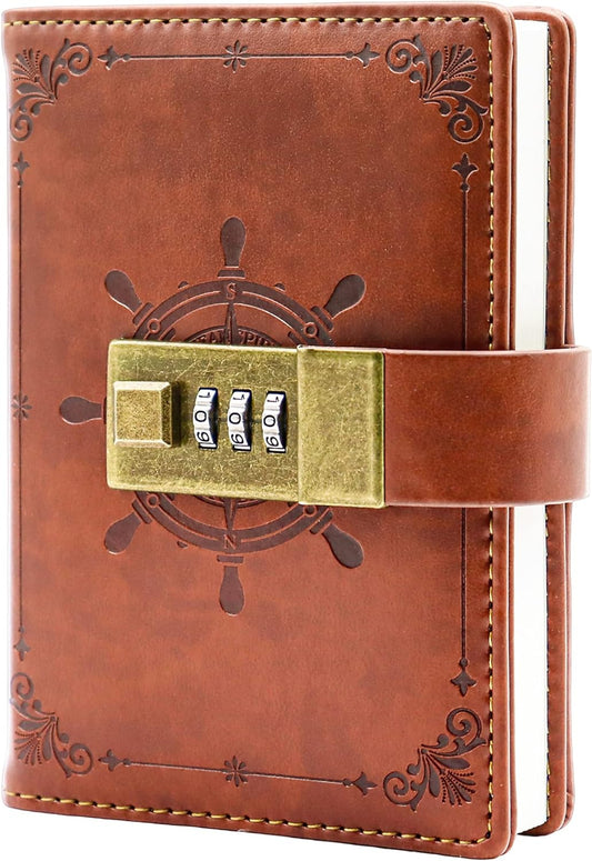 A7 Password Book with Lock Internet Address and Details Organizer Computer Website Logins Hardcover for Home Office Notebook Present Supplies-Retro Style