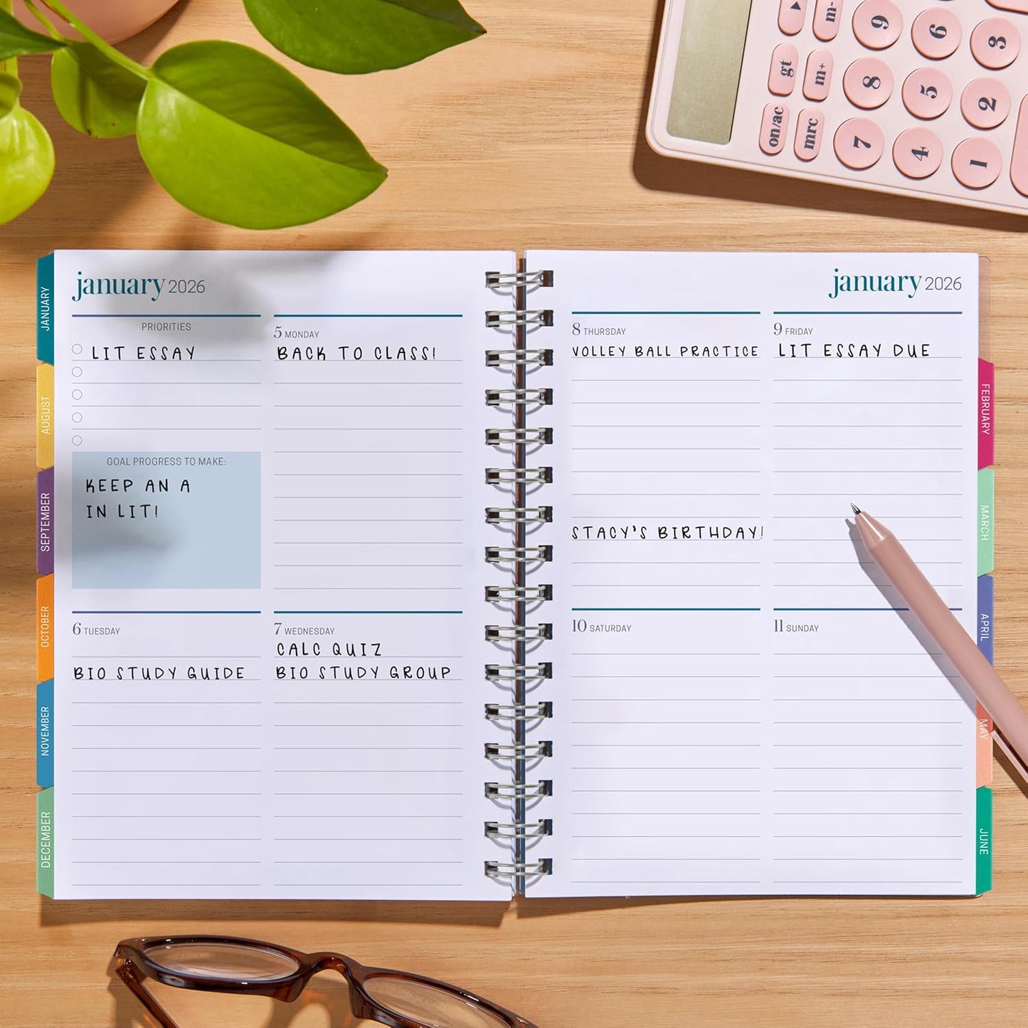 Inspired by Erin Condren 12-Month A5 Weekly Planner (Jul 2025 - Jun 2026), Compact Weekly and Monthly Planner Calendar, 70 Lb. Text Weight Paper, Petal Pop Covers, Wire-O Spiral Binding