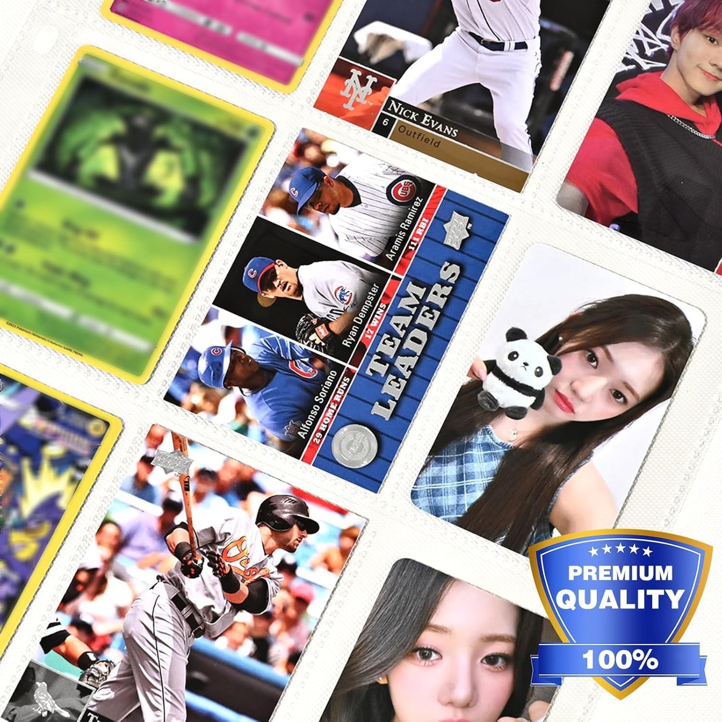 100 Pack 9 Pocket Double Side Card Sleeves Binder Sheets, Holds 1800 Cards, Trading Card Binder Sleeves for 3 Ring Binder, Card Sleeve Pages for Baseball, Football, Business, TCG, Kpop Cards