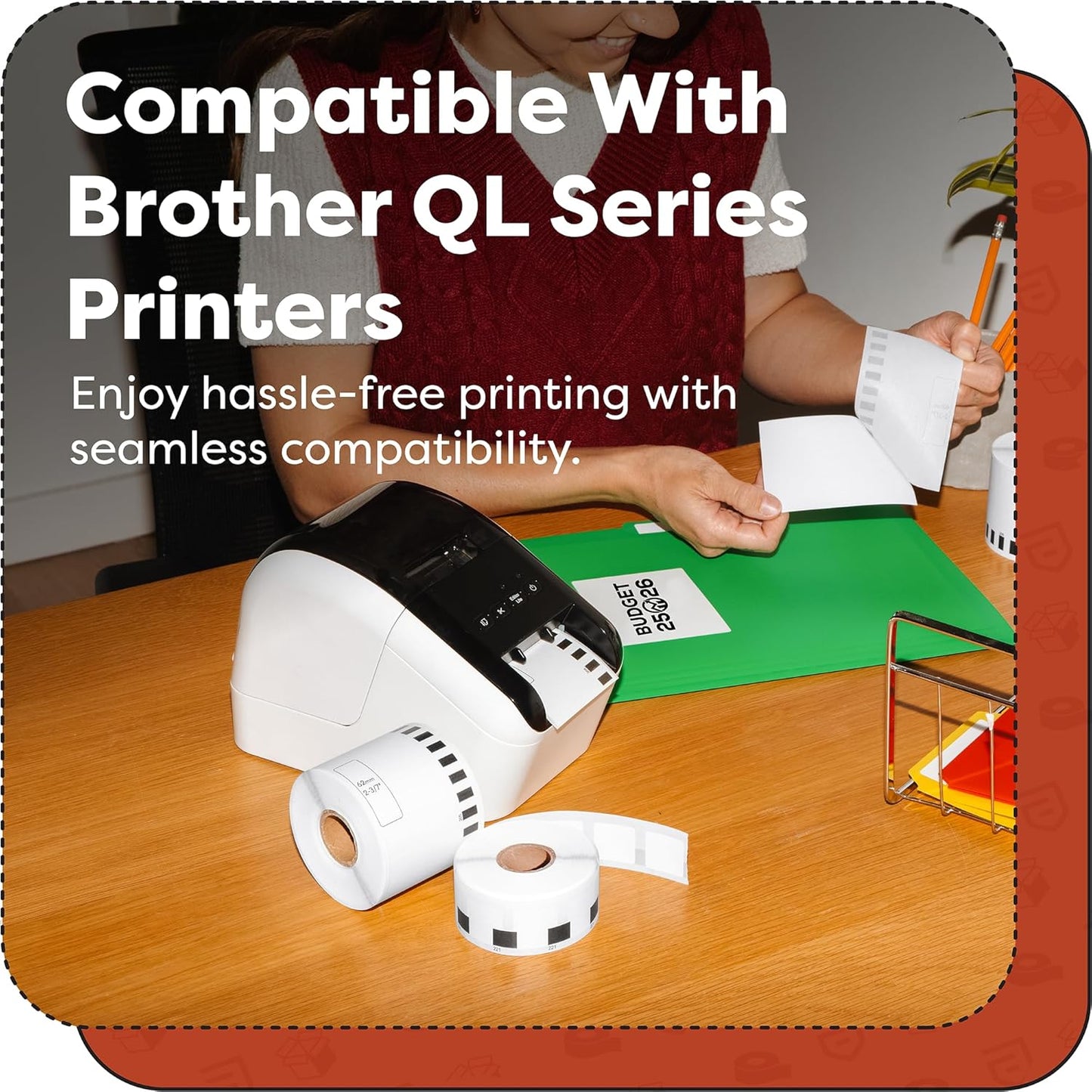 Aegis Adhesives - Compatible Label Replacement for Brother DK-1204 (0.66" X 2.1”) Multipurpose Return Address, Use with QL Printers - 12 Rolls + 1 Frame