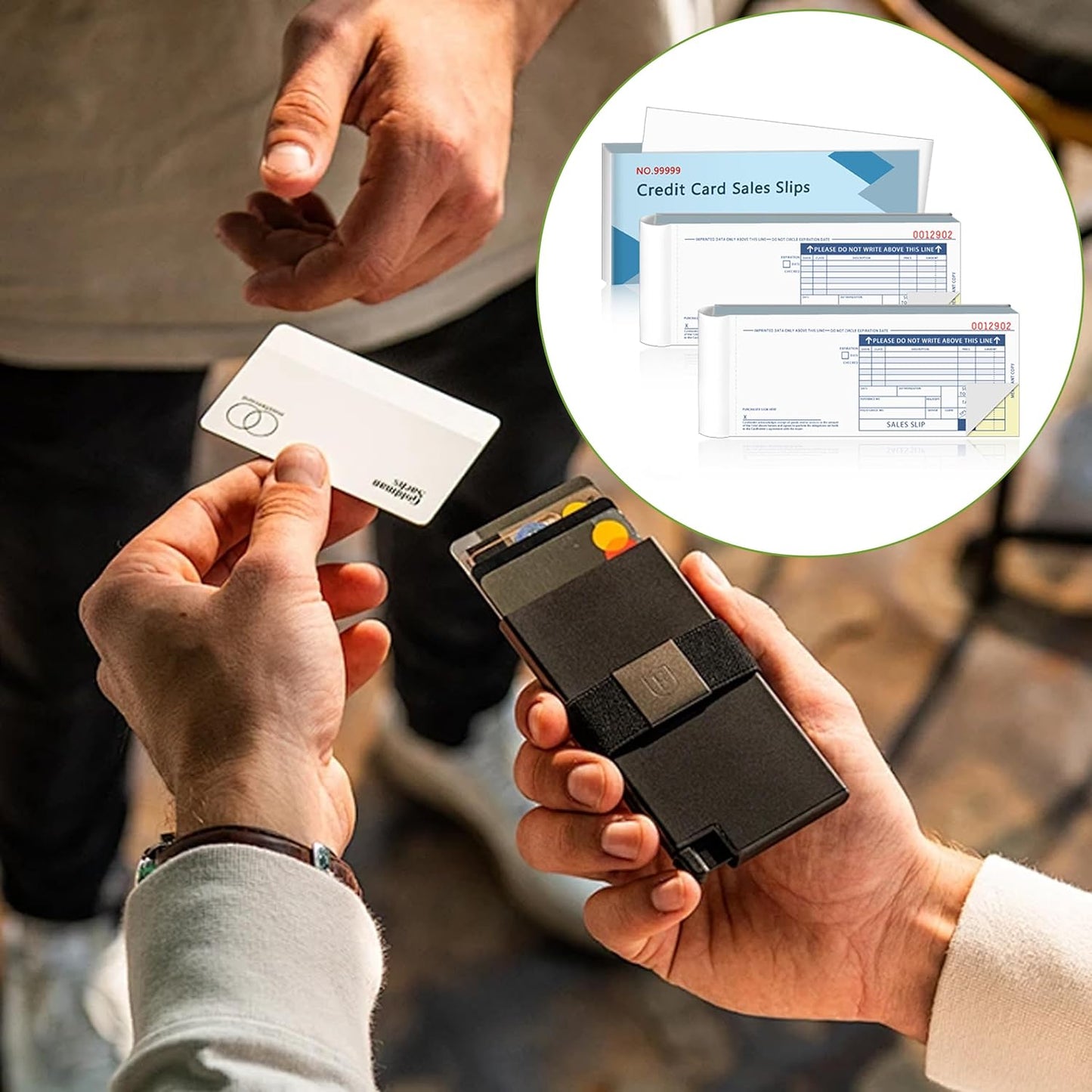 300 Sets Long Credit Card Sales Slips 7.9 * 3.3 inch Two-Part Carbonless Credit Card Receipt Book Credit Card Imprinter Sold as 1 Package for Office (300 Sets of 600 Sheet) (3)