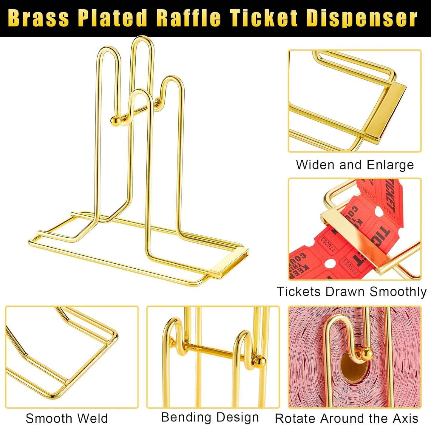 5 Pieces Raffle Ticket Dispenser Brass Ticket Roll Dispenser Raffle Drum for Single Double Roll, Sweepstakes, Charity Auctions, Trade Shows