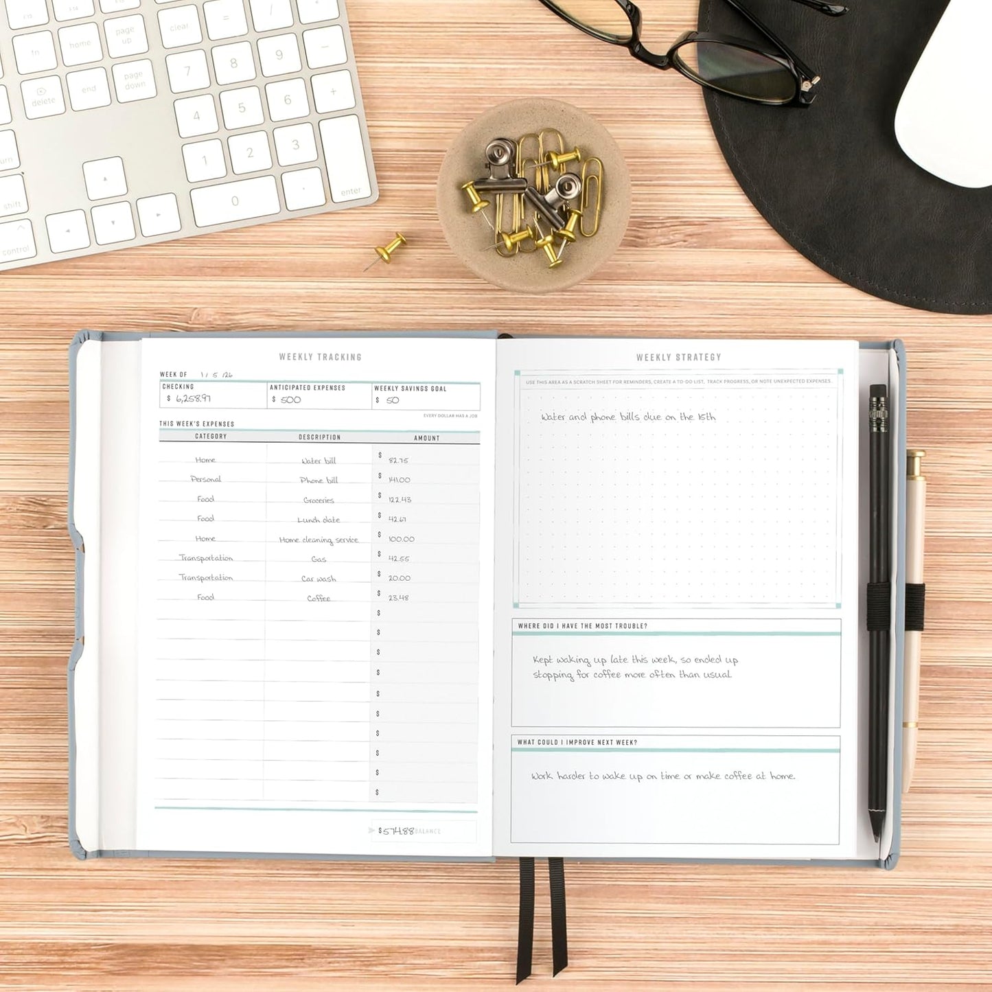 AT-A-GLANCE Foundation Budget Planner, Undated Weekly & Monthly Tracker, Expense and Savings Organizer, Hardcover, 5-3/4" x 8-1/4", Blue (FDB-200)