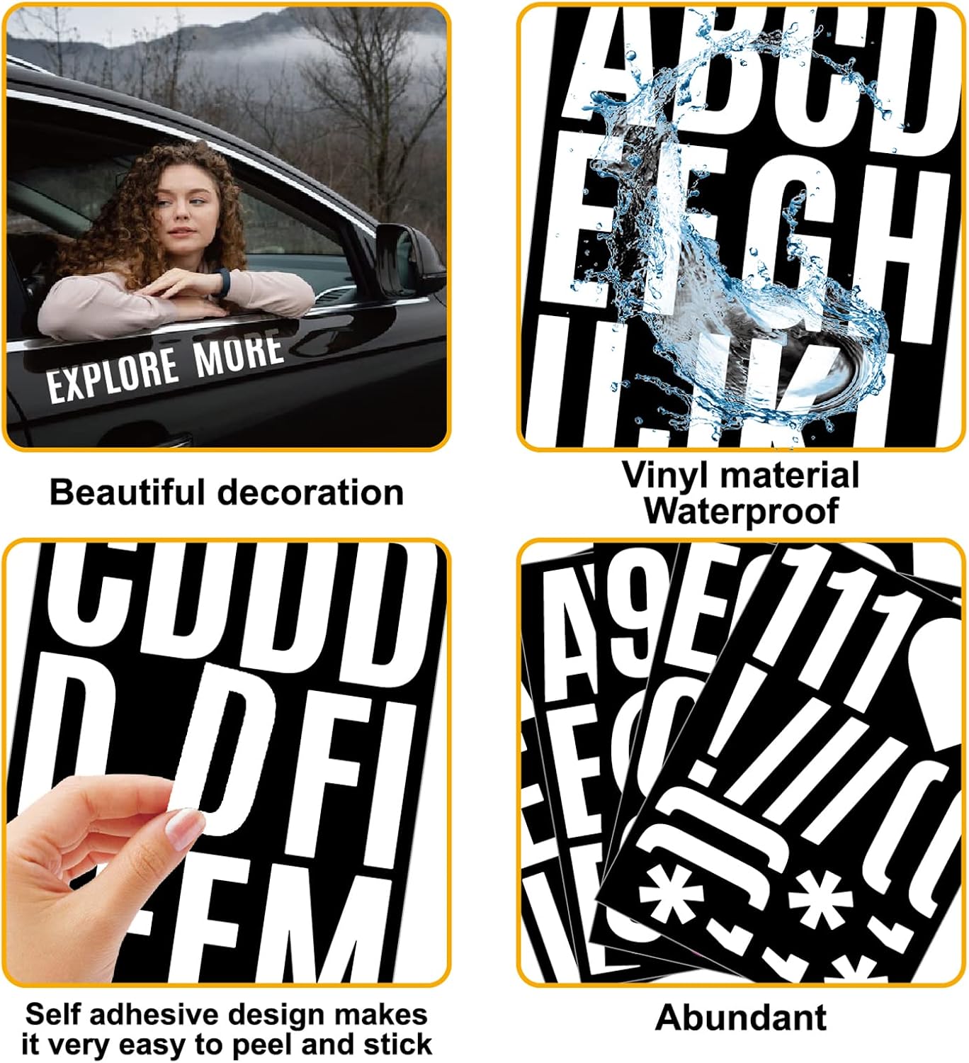 24 Sheets 2 Inch Self Adhesive Letters Stick on Vinyl Letters Capital Letter Stickers Alphabet Sticker Letter Number for Outdoor Sign Poster Mailboxes Crafts(White)