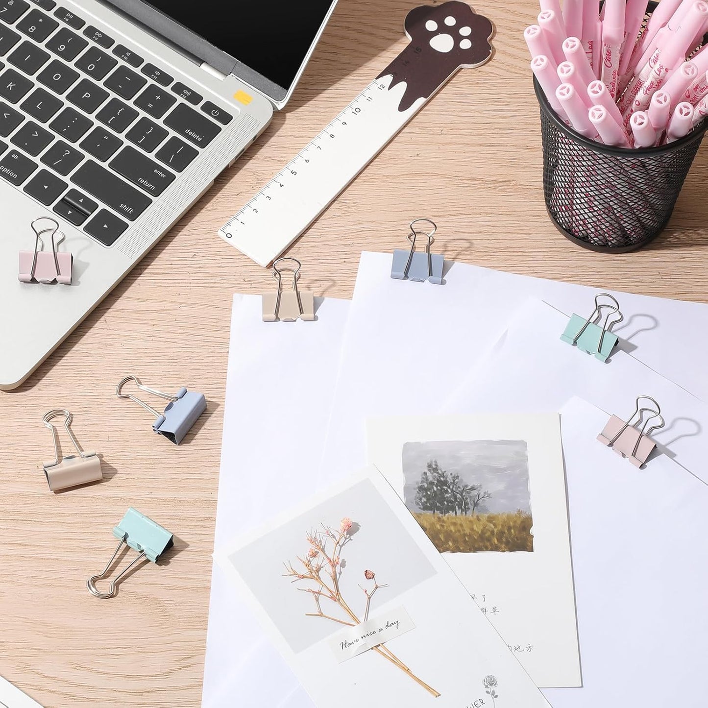 Jetec 500 Pieces 1 Inch Colorful Binder Clips Medium Paper Clamps Metal Paper Clips for Teachers Students Classroom Business Office and School Office Supplies