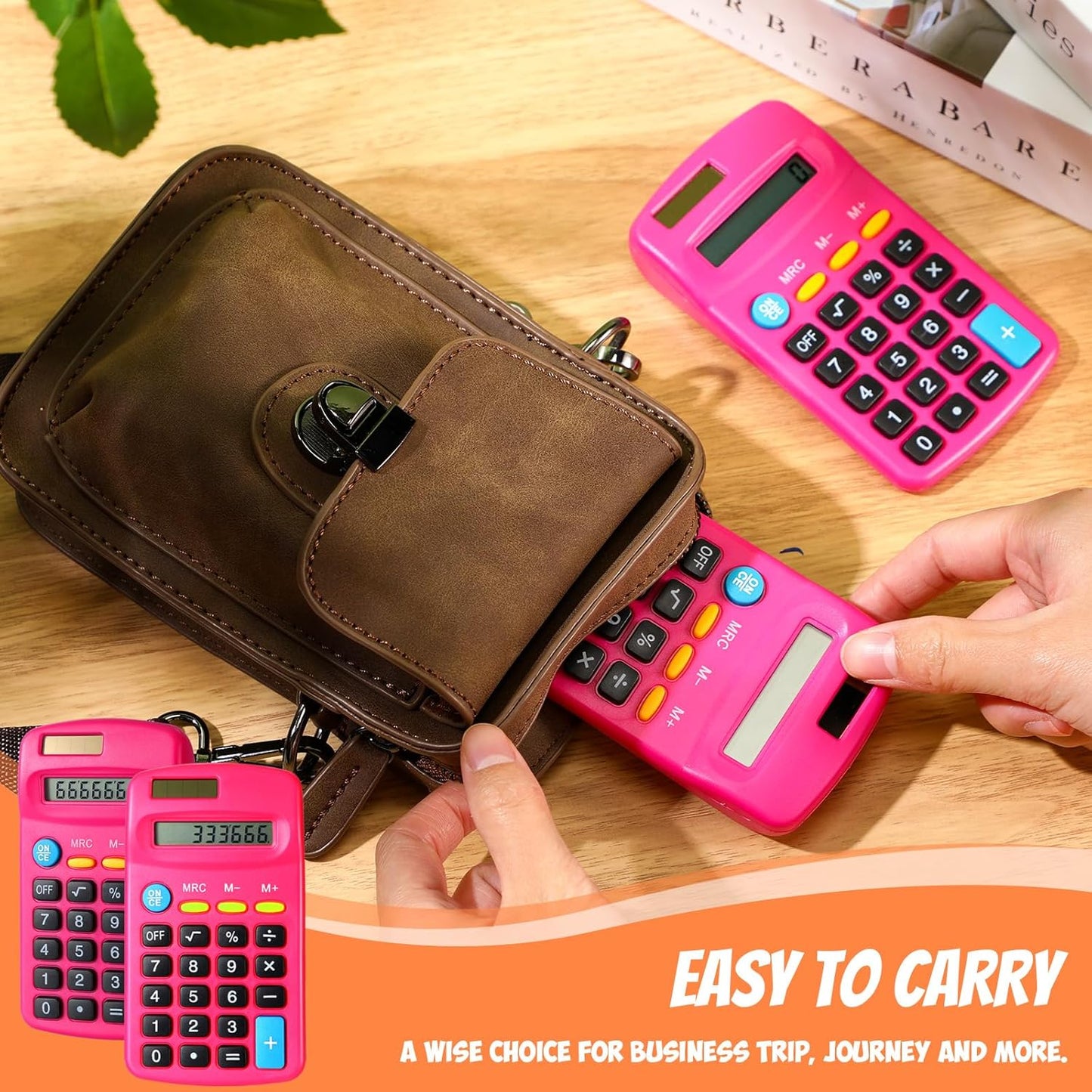 24 Pieces Basic Calculators for Students Small Pocket Size 8 Digit Display Mini Calculators Dual Powered Handheld for School Desktop Home(Rose Red)