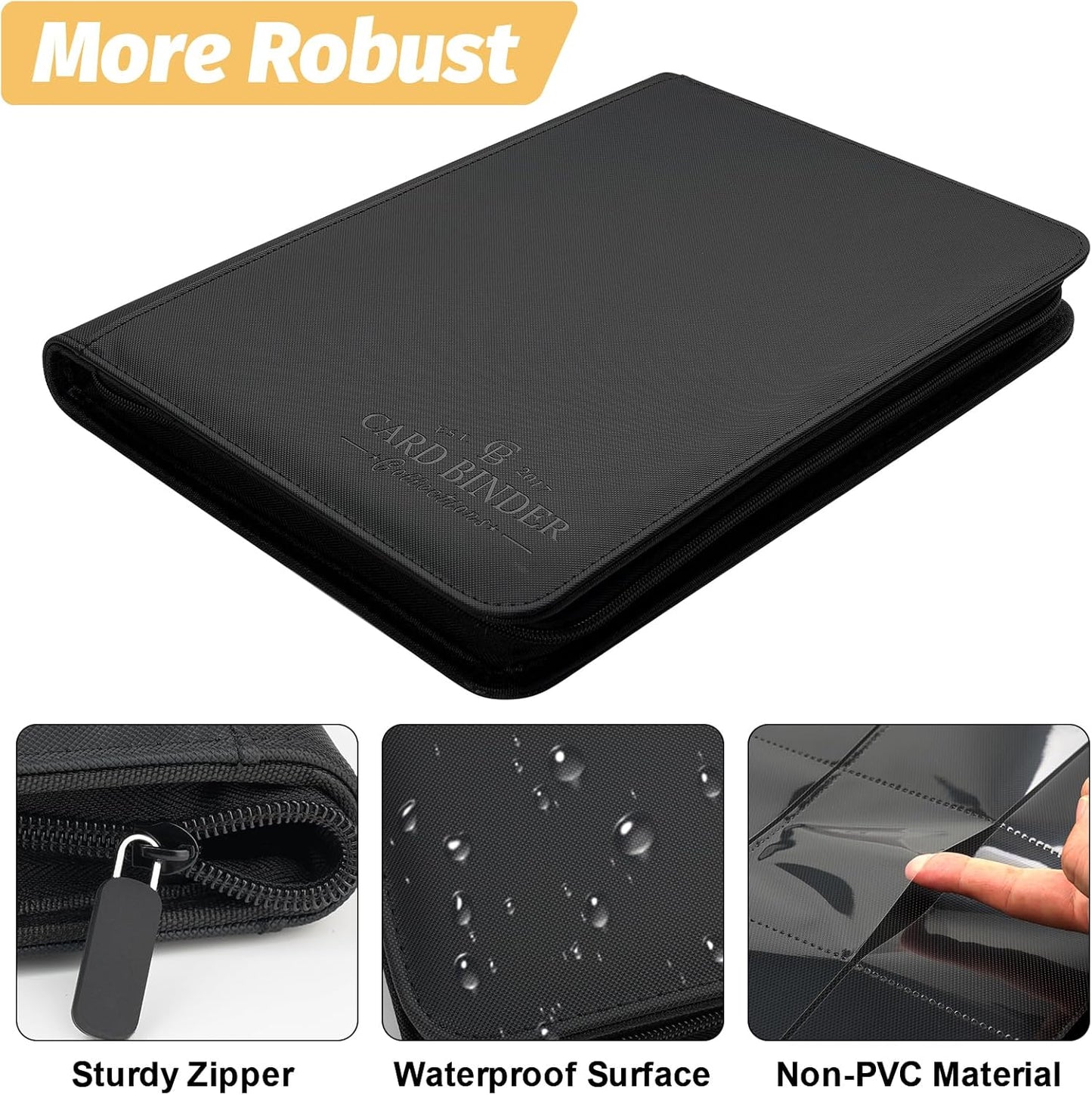 9 Pockets Card Binder,Premium Zip Trading Card Binder,540 Double Sided Pocket PU Collection Binder, Collector Album, Card Folder for MTG, TCG, Business Cards.(Black)