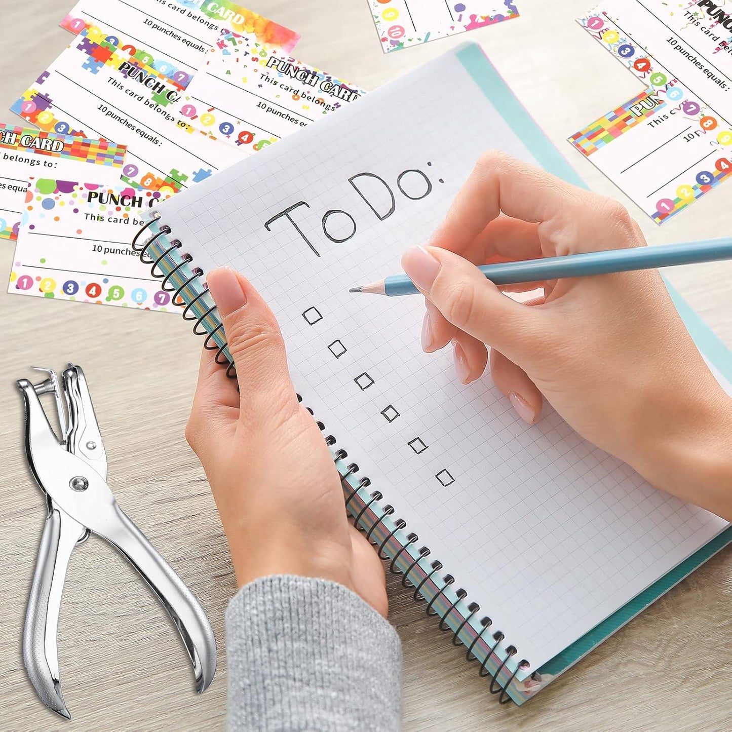 200 Pcs Behavior Punch Cards with Hole Puncher for Kids Incentive Reward Chart Loyalty Card for Classroom Student Teacher Business Kid Award Behavior 3.5 x 2 Inch, 10 Styles(Simple Style)