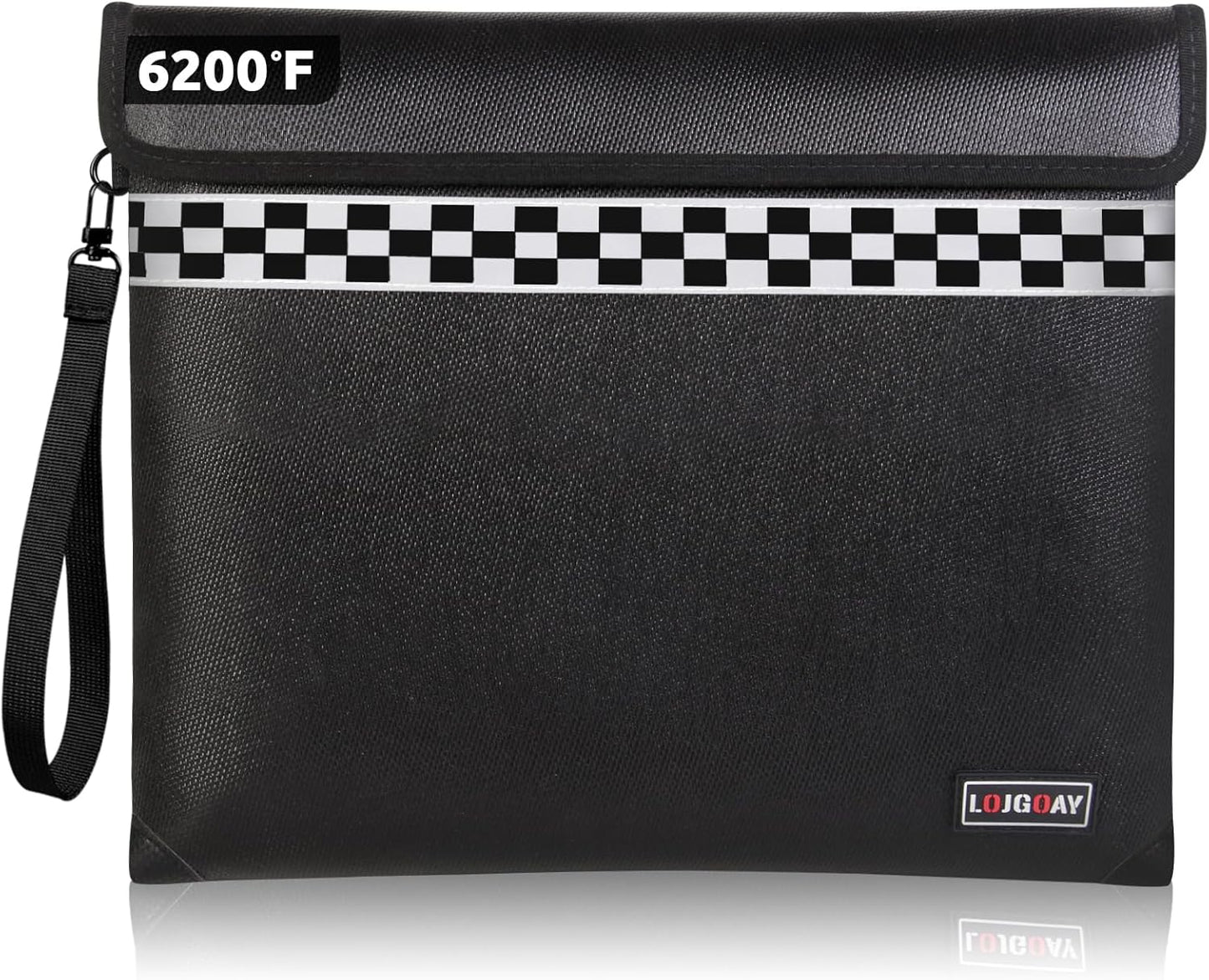 6200°F Fireproof Document Bag with Fireproof Zipper, Fireproof Bag with Reflective Strip, 9 Layers of Heat Insulated Materials, Fireproof Money Bag for Cash, 13"x11" Fireproof Pouch with Hand Strap