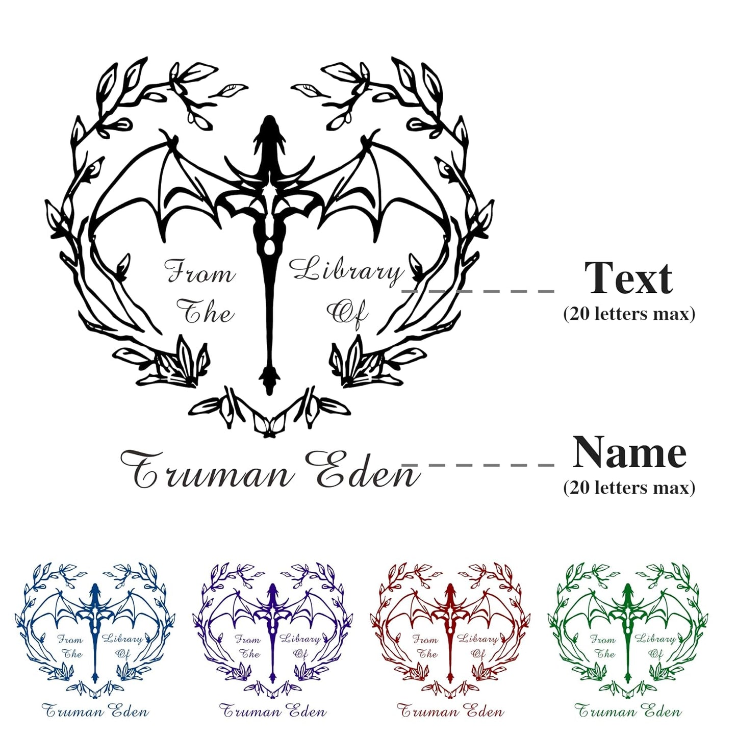 Book Embosser Custom Embosser Stamp with Your Name or Design Personalized Library Embosser Stamp Customized Books Business Cards Paper Documents Notebooks etc. (Dragon Theme - 02)