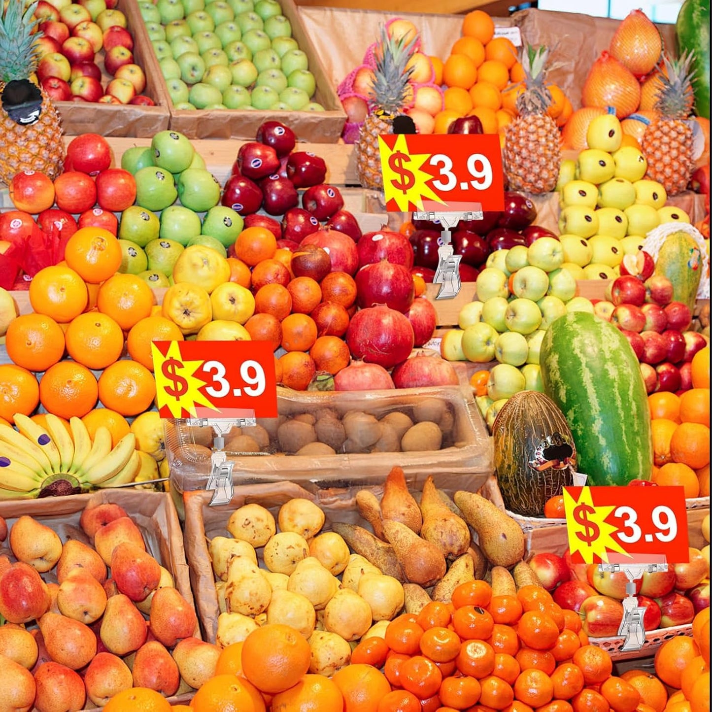 36 Pcs Clear Sign Clips – Double-Sided Rotatable POP Plastic Label Holders for Retail Display, Shelves, Clothing Racks & Price Tags