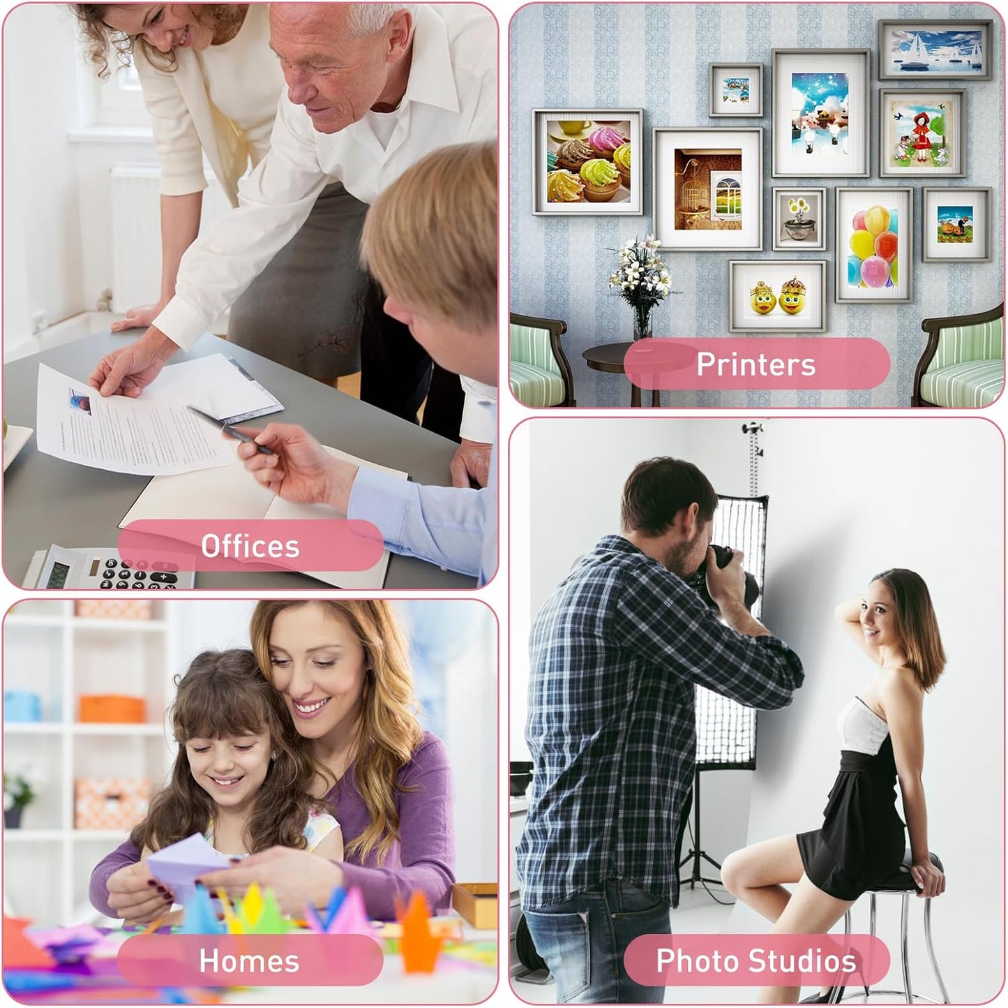 Paper Cutter, Paper Trimmer with Safety Guard, 12" Cut Length Paper Slicer with 16 Sheet Capacity Paper Cutting Board,Guillotine Paper Cutters and Trimmers for Cardstock Cardboard Vinyl (Pink)