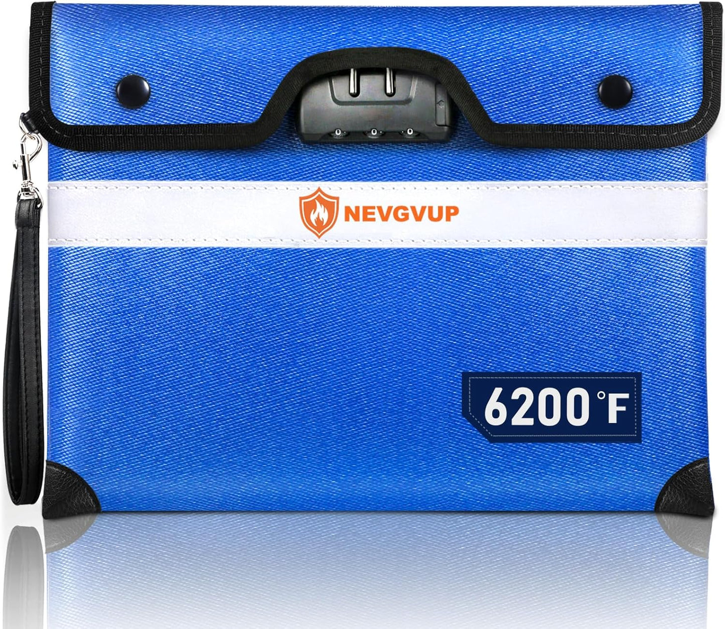 6200°F Upgraded Fireproof Document Bag with Lock, Fireproof Money Bag for Cash with Zipper/Reflective Strip, 9 Layer of Heat Insulated Material, Water Resistant Fire proof Bags for Documents,Safe Bags