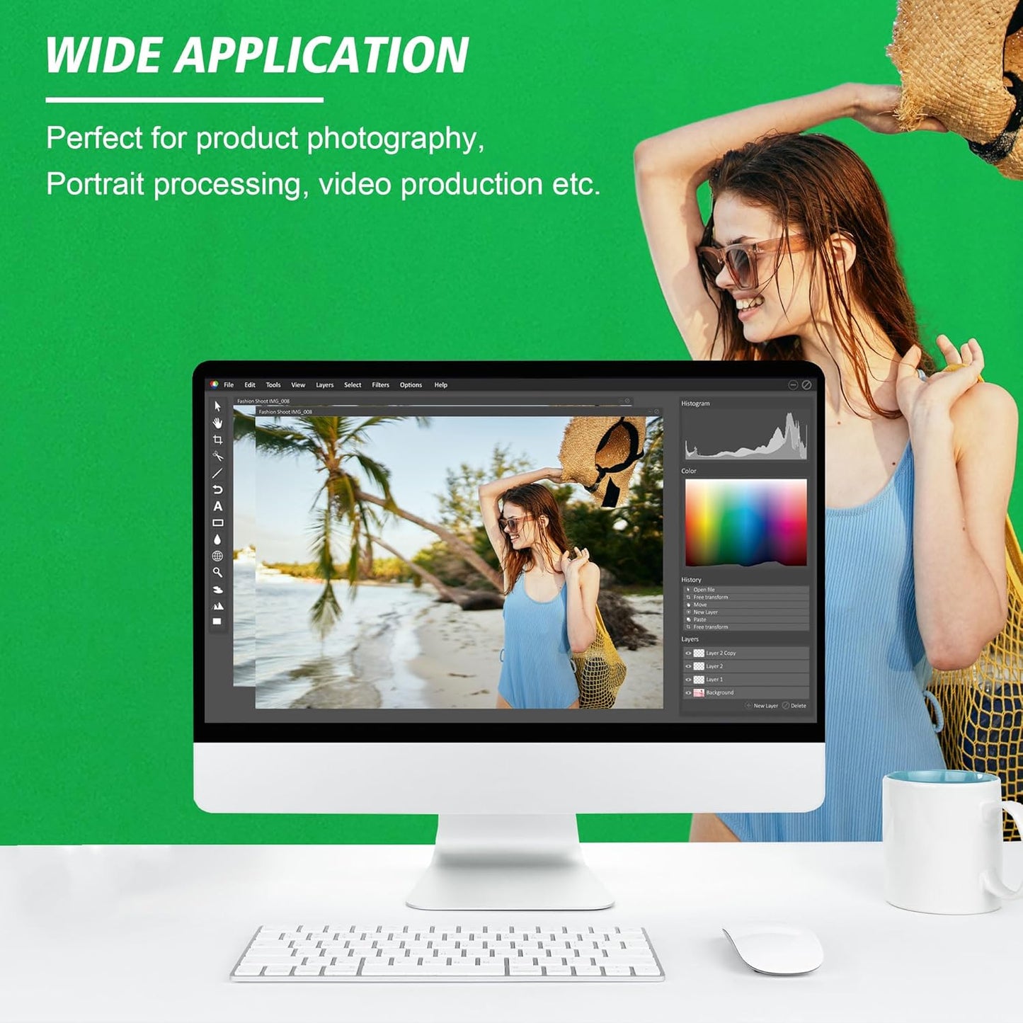 6 x 9 FT Green Screen Backdrop - Polyester Fabric for Video Streaming, Portrait Photoshoot, Wall Mounted, Parties and Small Events