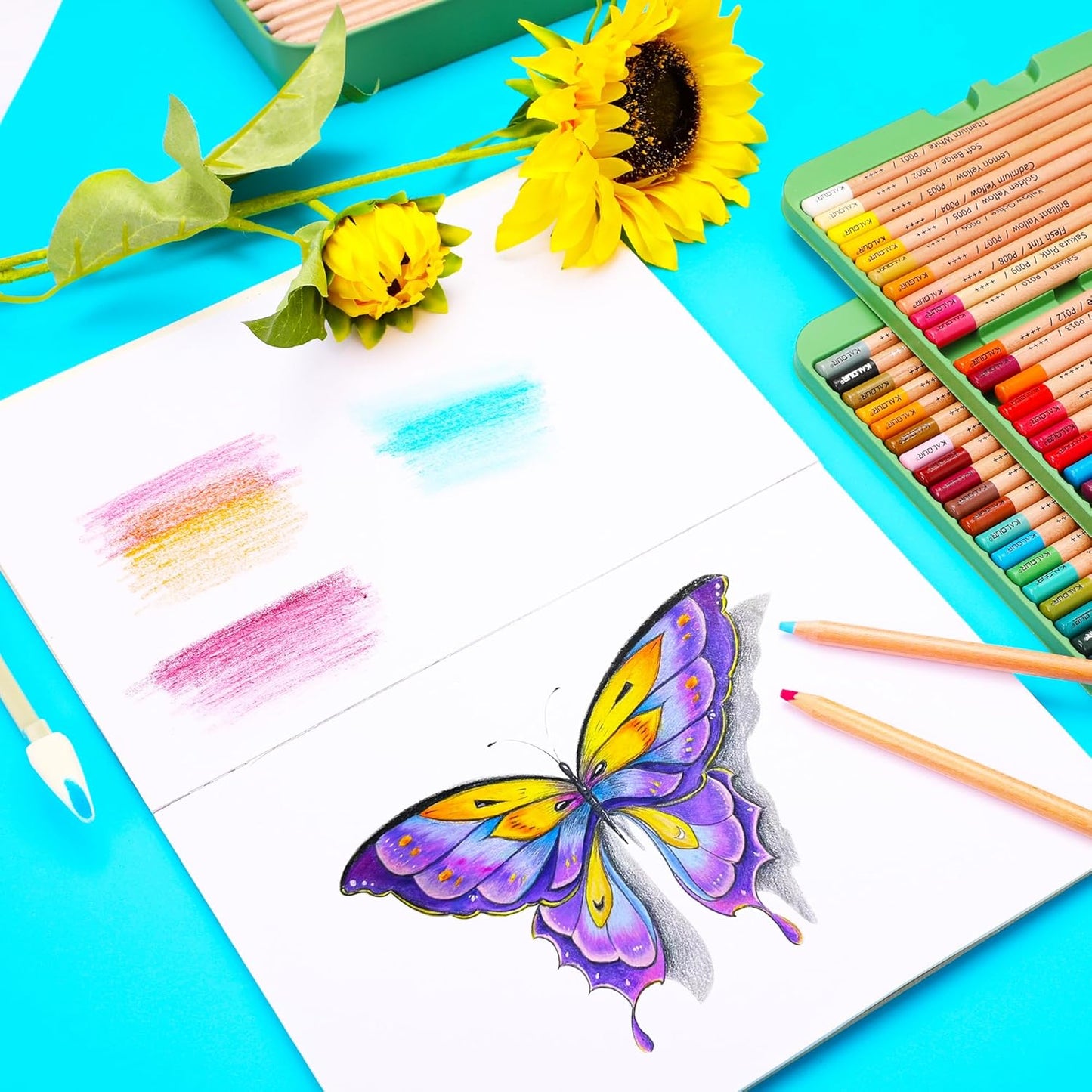 KALOUR Pro Pastel Chalk Colored Pencils,Set of 72 Colors,Color Charcoal Pencils for Drawing Sketching Coloring Shading,Art Supplies for Adults Artists