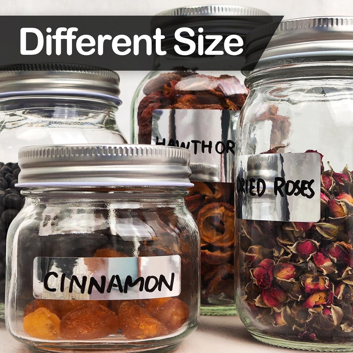 170Pcs Brightsilver Removable Labels for Jars,for Storage Bins,for Food Containers with 2 Liquid Chalk Marker(Brightsilver)