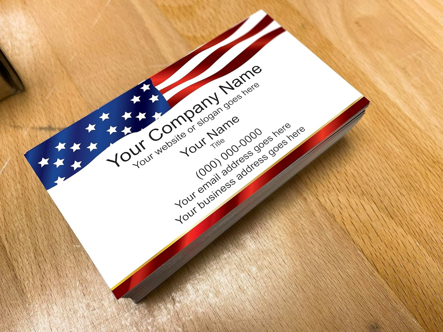 IMPACTONLINEPRINTING, Business Cards 100pcs - Thick Smooth16Pt Paper(350gsm), Us Flag-2