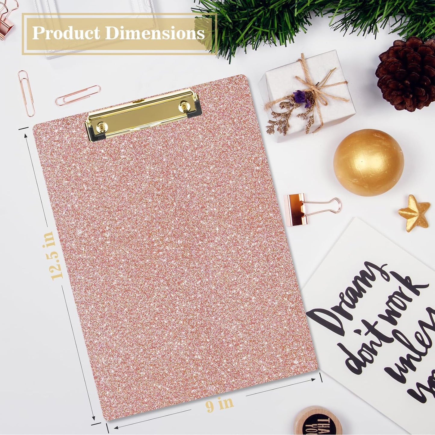 Hongri Plastic Acrylic Glitter Clipboard, 8.5x11" Stardard Letter A4 Size Clipboards for Classroom, Taecher, Women.Cute Confetti Clip Board, Office Supplies, School Supplies.