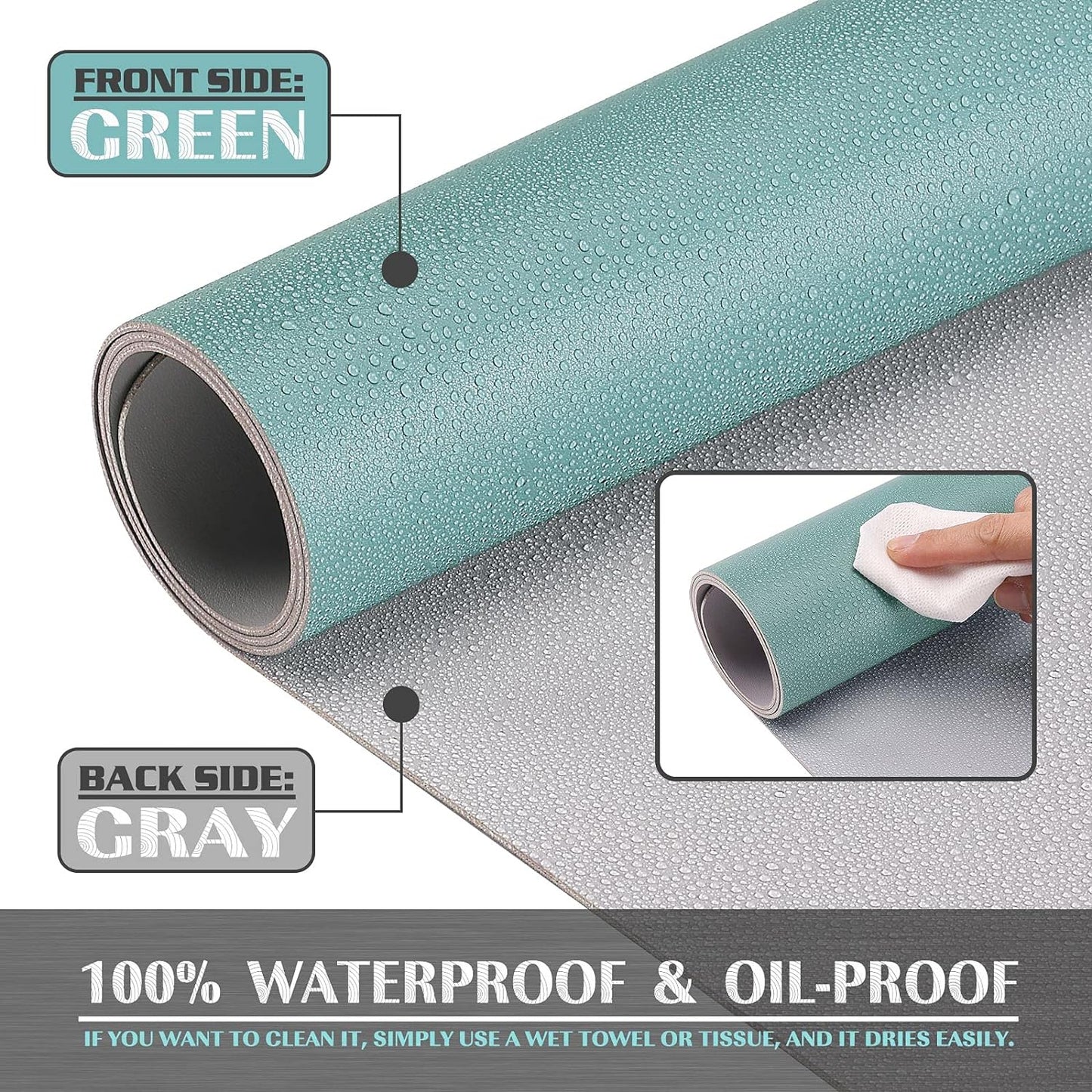 K KNODEL Small Office Leather Desk Mat, Mouse and Keyboard Pad, Computer and Laptop Mat, Desktop Protector and Cover, Writing Pad and Blotter (23.6"x13.8", Green)