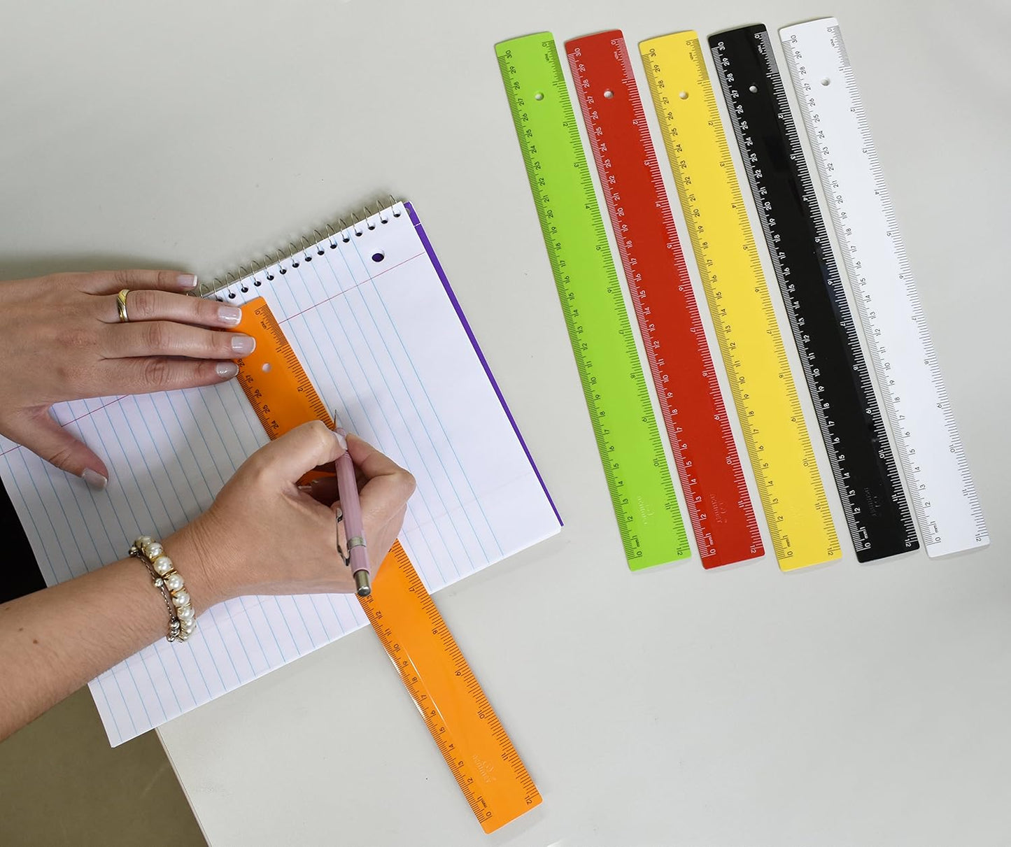 Acrimet Plastic Ruler 12 Inches/ 30 Centimeters, Measuring Device Tool for Student, School, Office, Heavy Duty (Citric Assorted Color) (6 Pack)