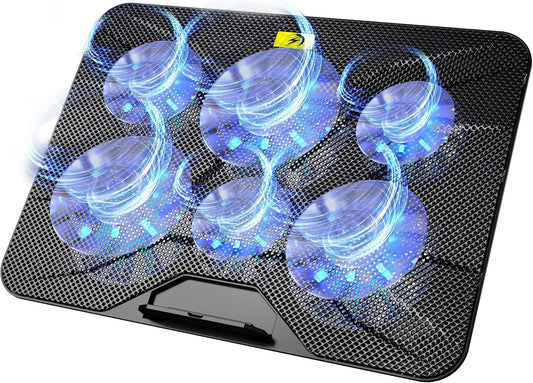 AICHESON Laptop Cooling Pad with 6 High-Speed Fans, Computer Cooler with 7 Adjustable Angles, Compatible with 13-17.3 Inch Laptops
