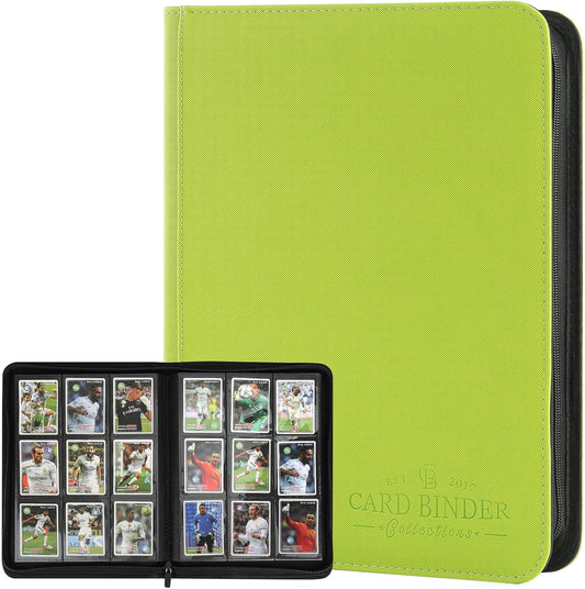 9 Pockets Card Binder,Premium Zip Trading Card Binder,540 Double Sided Pocket PU Collection Binder, Collector Album, Card Folder for MTG, TCG, Business Cards.(Grass Green)