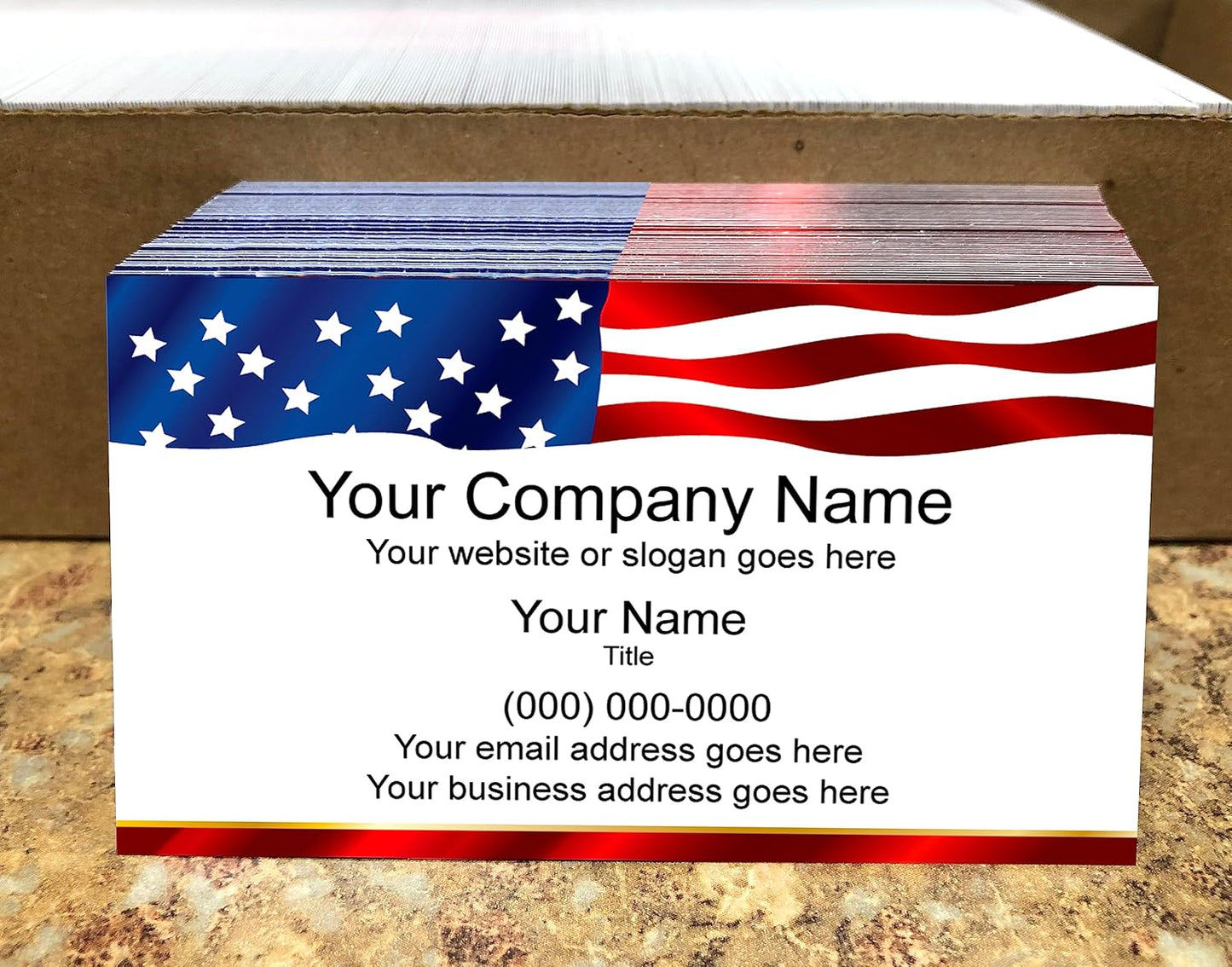 IMPACTONLINEPRINTING, Business Cards 100pcs - Thick Smooth16Pt Paper(350gsm), Us Flag-2