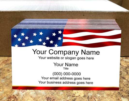 IMPACTONLINEPRINTING, Business Cards 100pcs - Thick Smooth16Pt Paper(350gsm), Us Flag-2