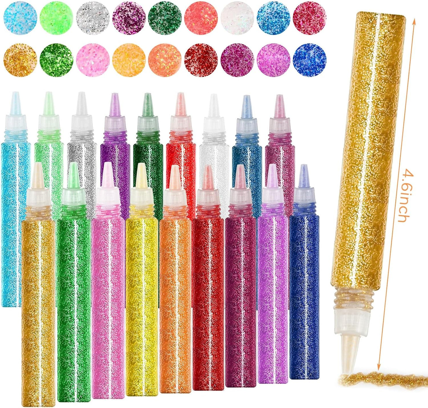 72 Pcs Glitter Glue Pens Bulk 18 Colors Crafts Pens Stick Glitter Glue for Crafts School Gifts Supplies for DIY Arts, Projects Scrapbooking, Cards(10 ml)