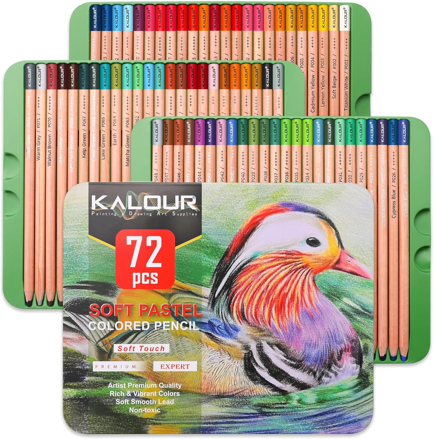 KALOUR Pro Pastel Chalk Colored Pencils,Set of 72 Colors,Color Charcoal Pencils for Drawing Sketching Coloring Shading,Art Supplies for Adults Artists