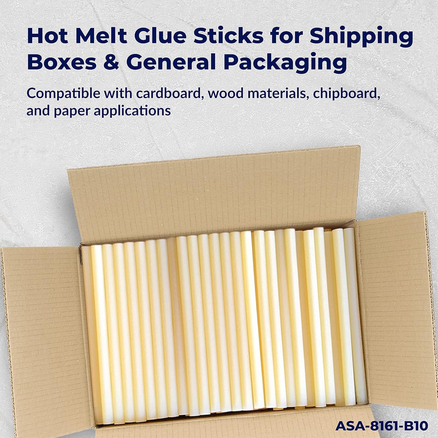 ASA Hot Glue Sticks for Glue Gun - 5/8" x 10" | High-Strength Hot Gun Sticks Adhesive for Corrugated Materials | Industrial Grade for Packaging & Woodworking | Pack of 266