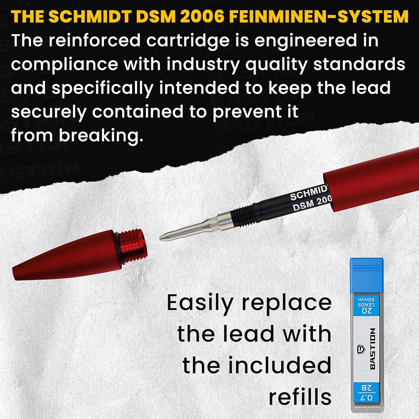 BASTION® Luxury Mechanical Pencil, Professional Lightweight Medium Point Aluminum Pencil for Birthday Gift includes 20 x 0.77mm Lead Refills - Red