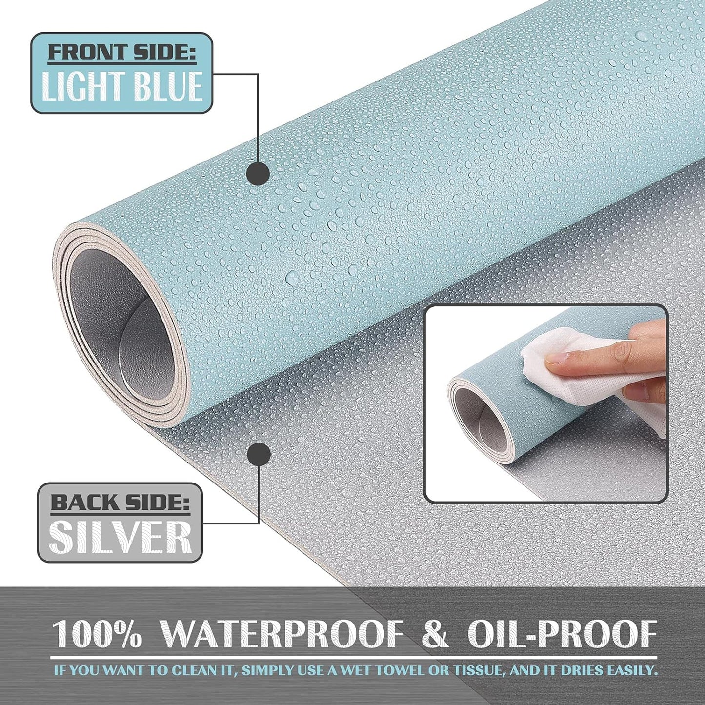 K KNODEL Large Office Leather Desk Mat, Mouse and Keyboard Pad, Computer and Laptop Mat, Desktop Protector and Cover, Writing Pad and Blotter (35.4"x17", Light Blue)