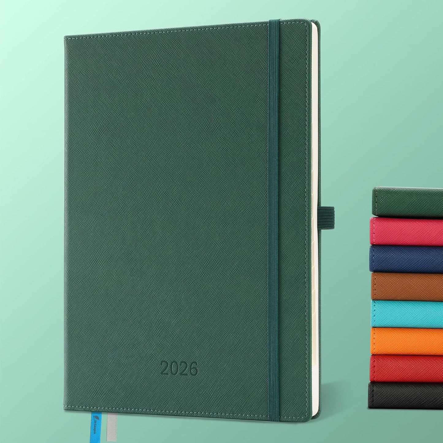 IN-LUXPRO Weekly Monthly 2026 Planner (Jan.26-Dec.26),11.5"x8.5",12 Months Agenda Plan with Month Tabs & Pocket,Expenses/Note Pages, Appointment Book Calendar with Hardcover Vegan Leather Cover,Green