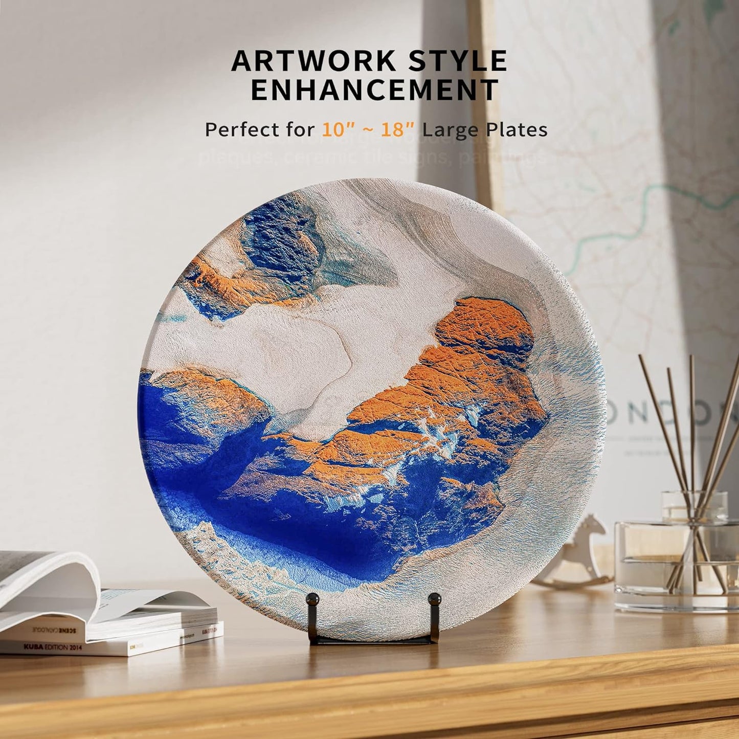 8 Inch Large Plate Stands for Display - Metal Square Wire Plate Holder Display Stand + Picture Stand for Book, Platter, Plaque, Photo Easel (2 Pack)